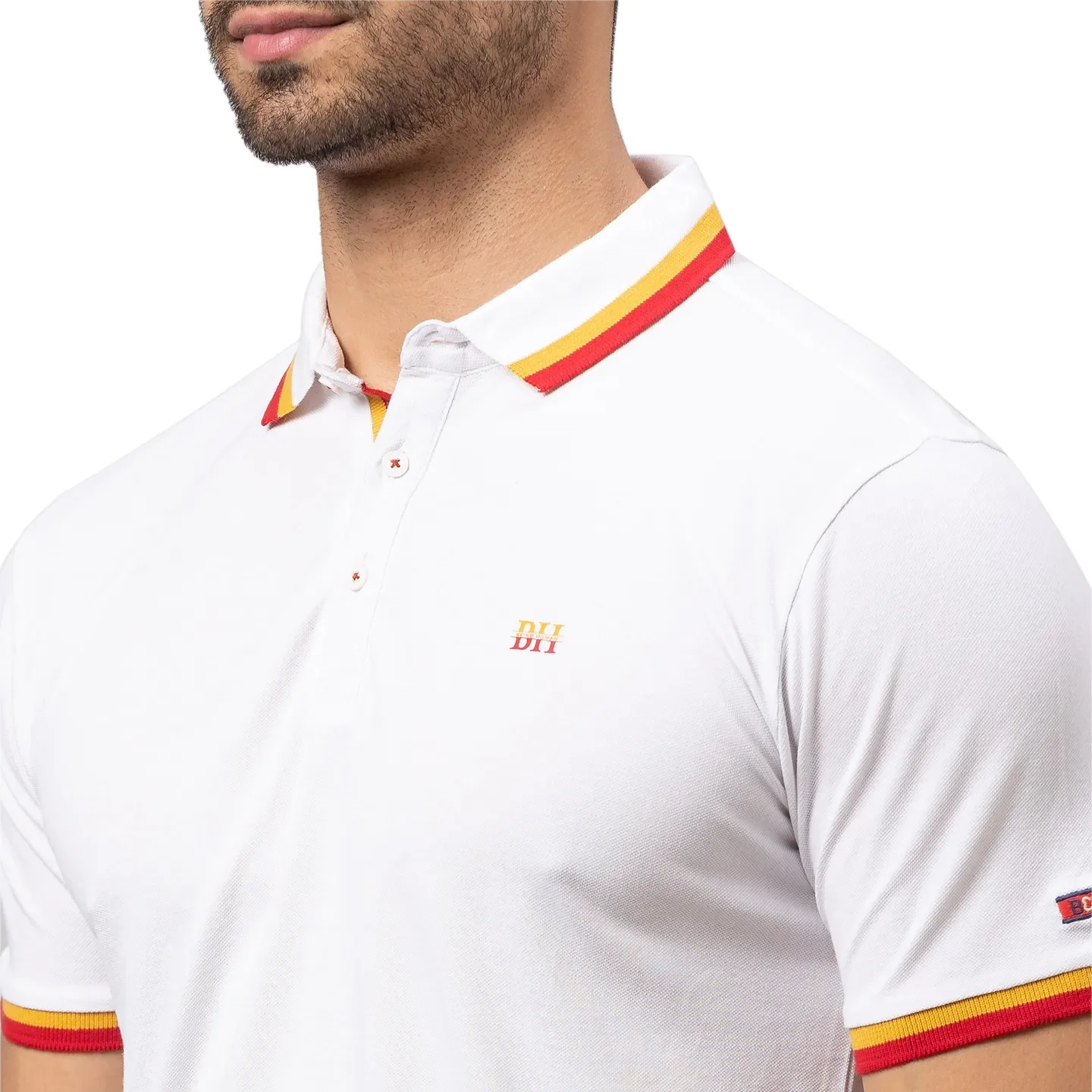 White Regular Fit Men's Polo T-Shirt by Being Human Clothing - Image 5