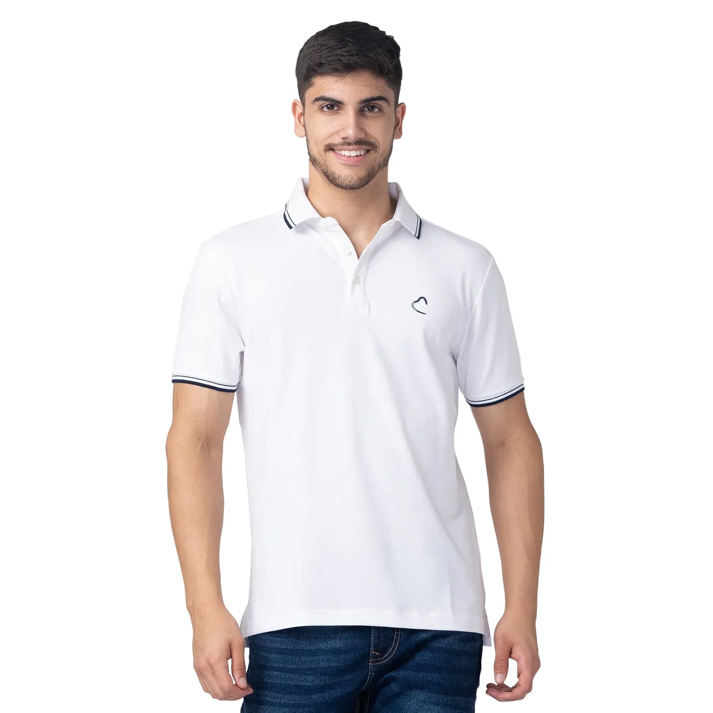White Regular Fit Men's Polo T-Shirt by Being Human Clothing