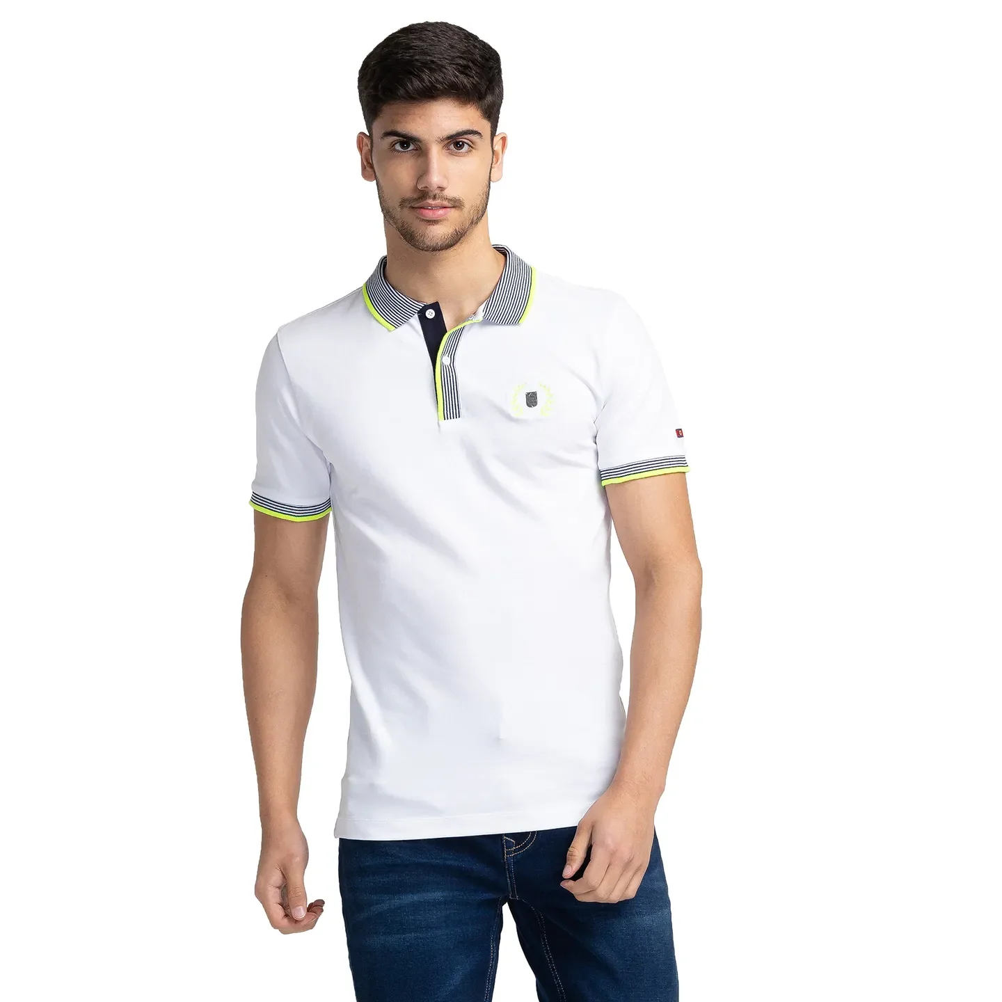 White Regular Fit Men's Polo T-Shirt by Being Human Clothing