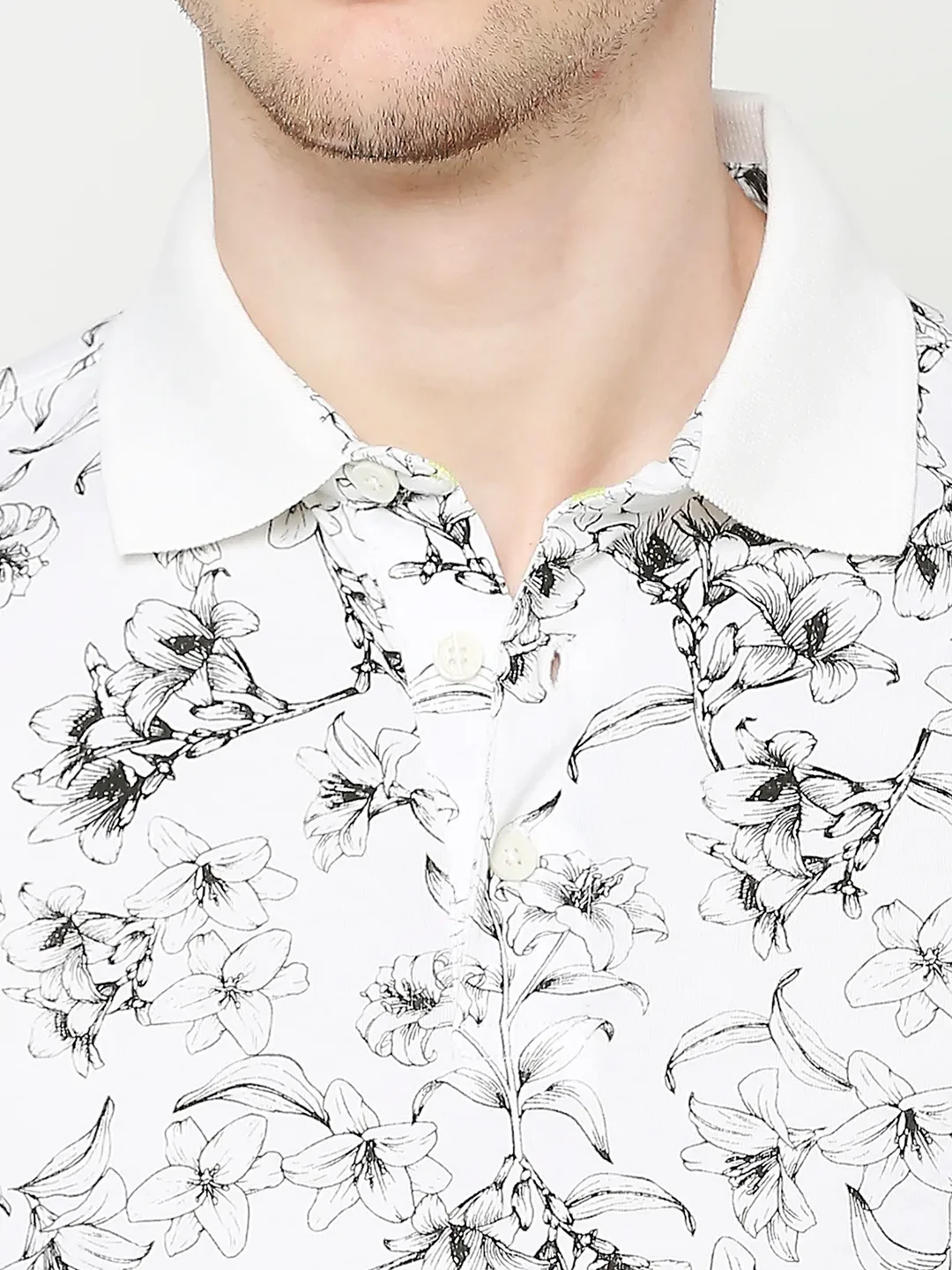 White Regular Fit Men's Polo T-Shirt by Being Human Clothing - Image 5