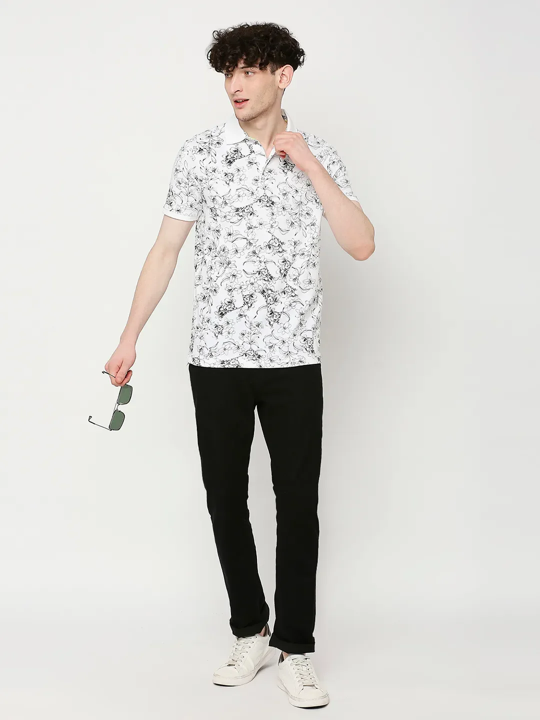 White Regular Fit Men's Polo T-Shirt by Being Human Clothing - Image 6