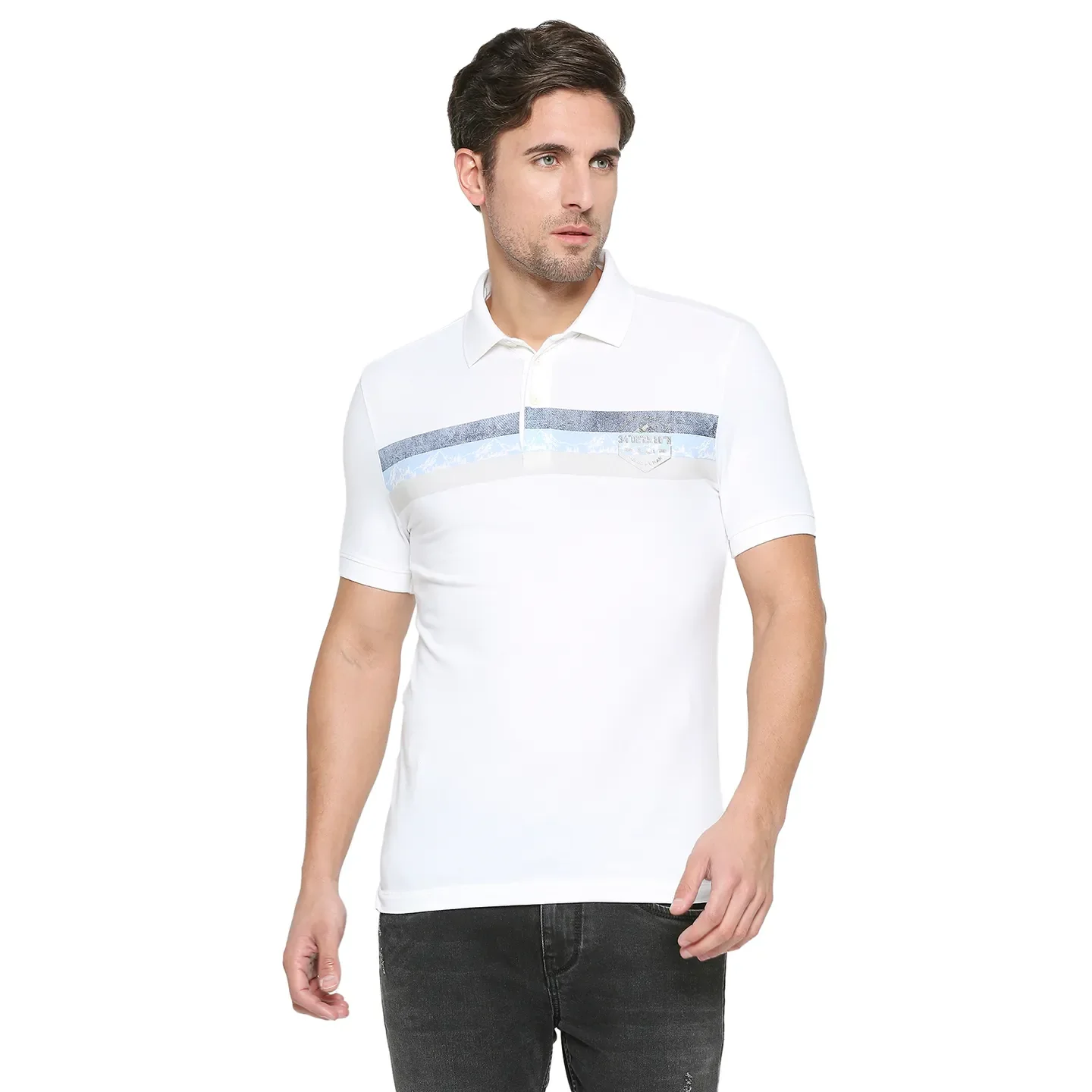White Regular Fit Men's Polo T-Shirt by Being Human Clothing
