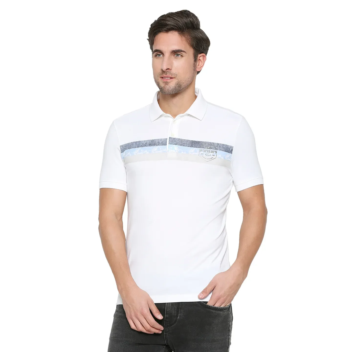 White Regular Fit Men's Polo T-Shirt by Being Human Clothing - Image 2