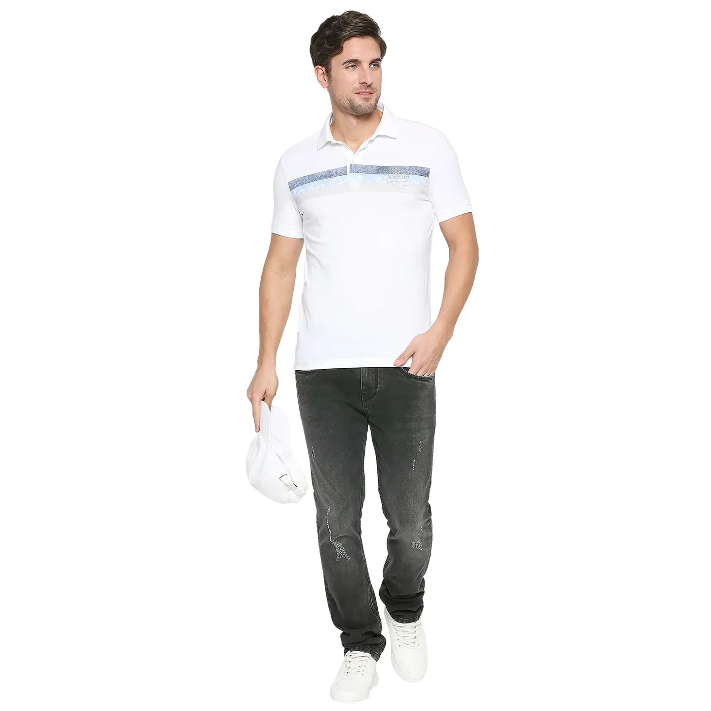 White Regular Fit Men's Polo T-Shirt by Being Human Clothing - Image 6