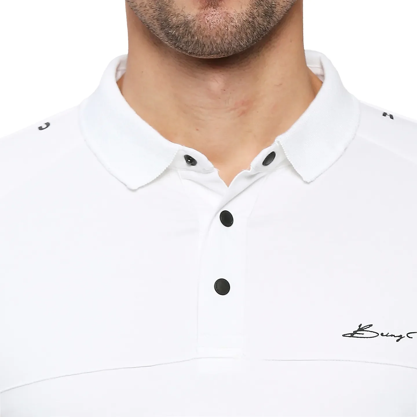 White Regular Fit Men's Polo T-Shirt by Being Human Clothing - Image 5