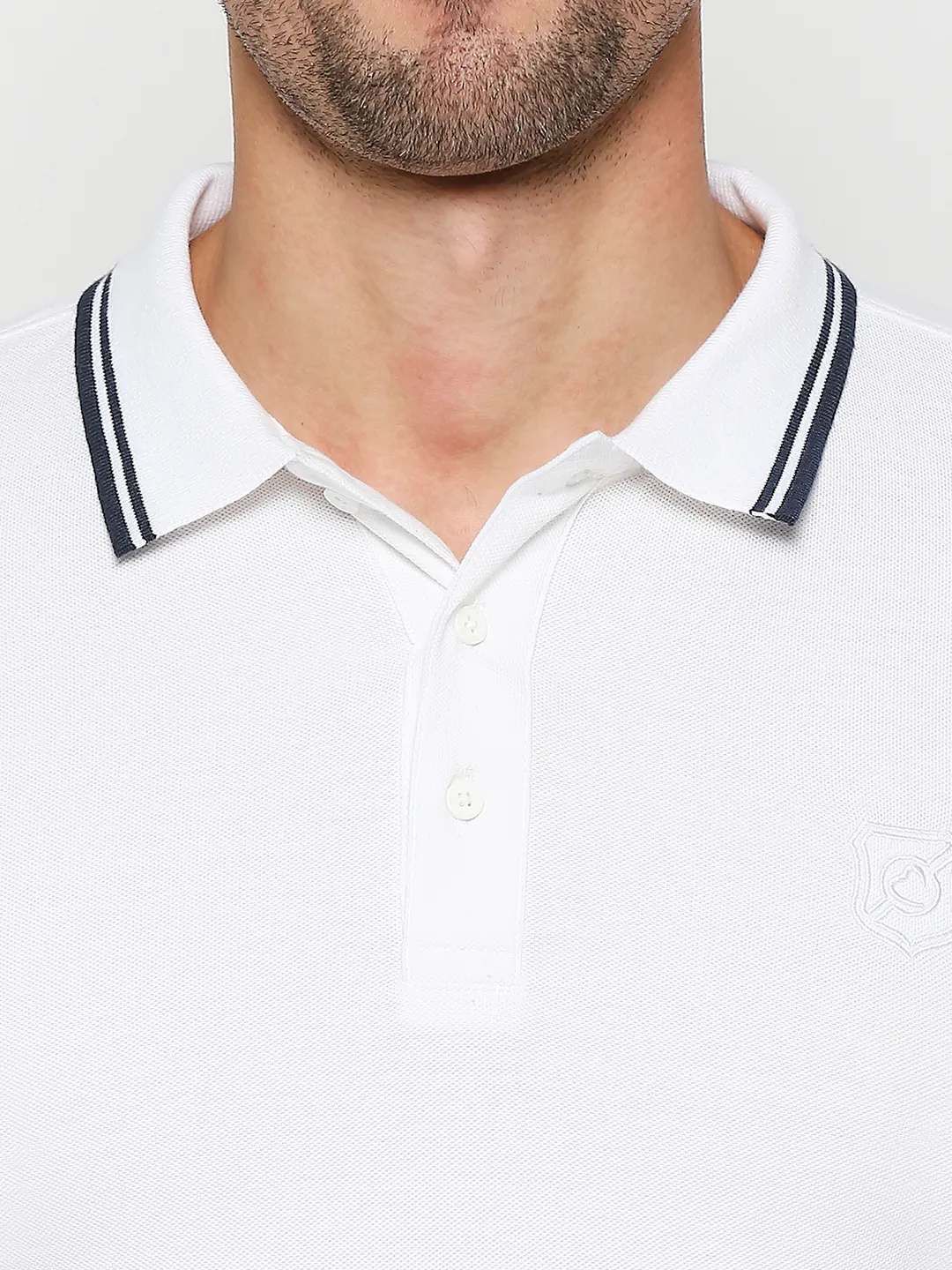 White Regular Fit Men's Polo T-Shirt by Being Human Clothing - Image 5