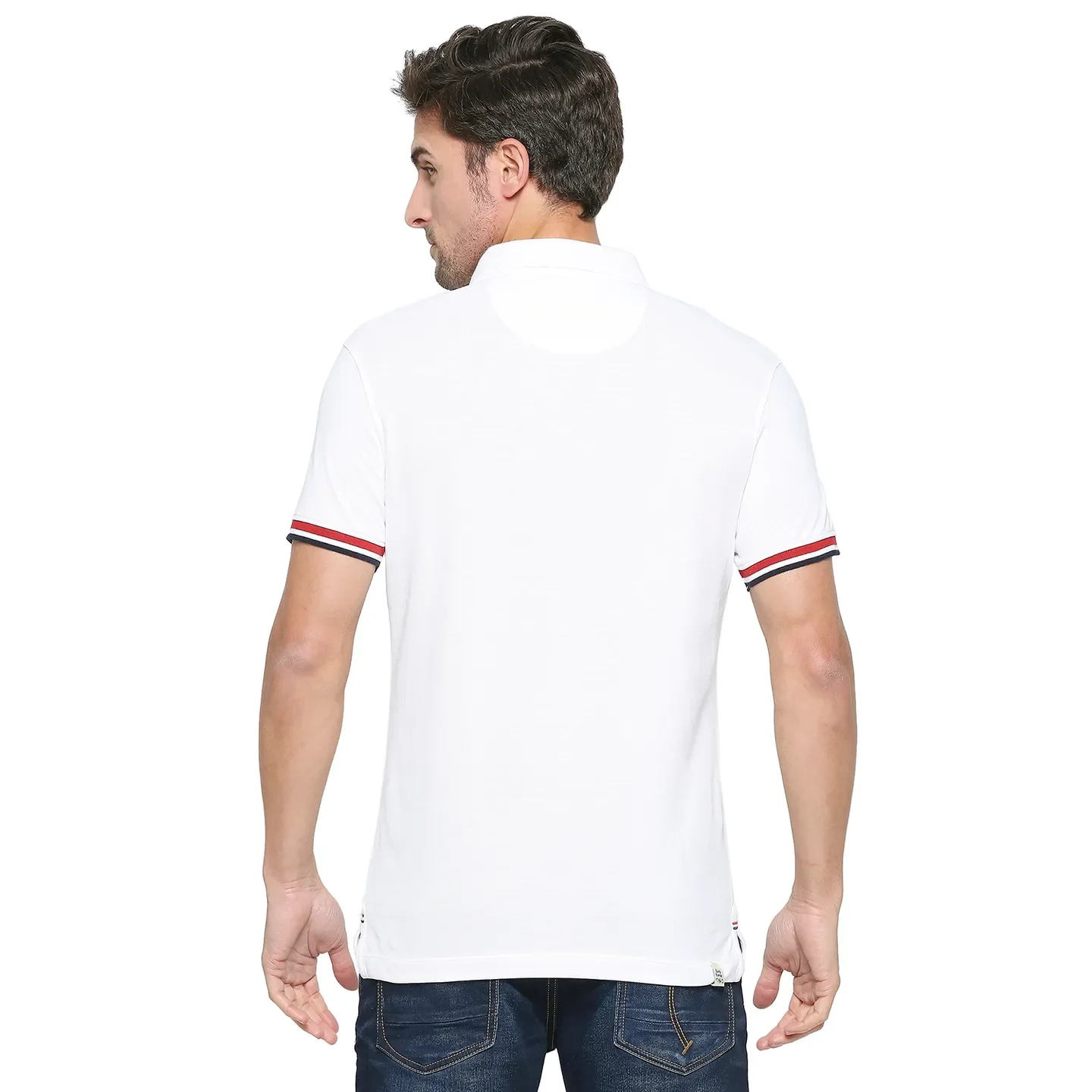 White Regular Fit Men's Polo T-Shirt by Being Human Clothing - Image 4