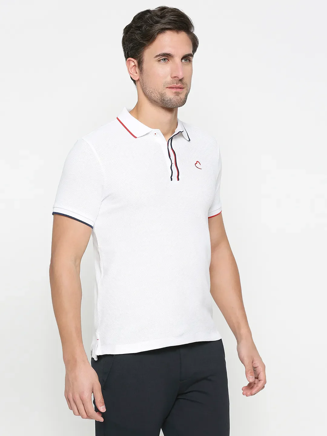 White Regular Fit Men's Polo T-Shirt by Being Human Clothing - Image 3