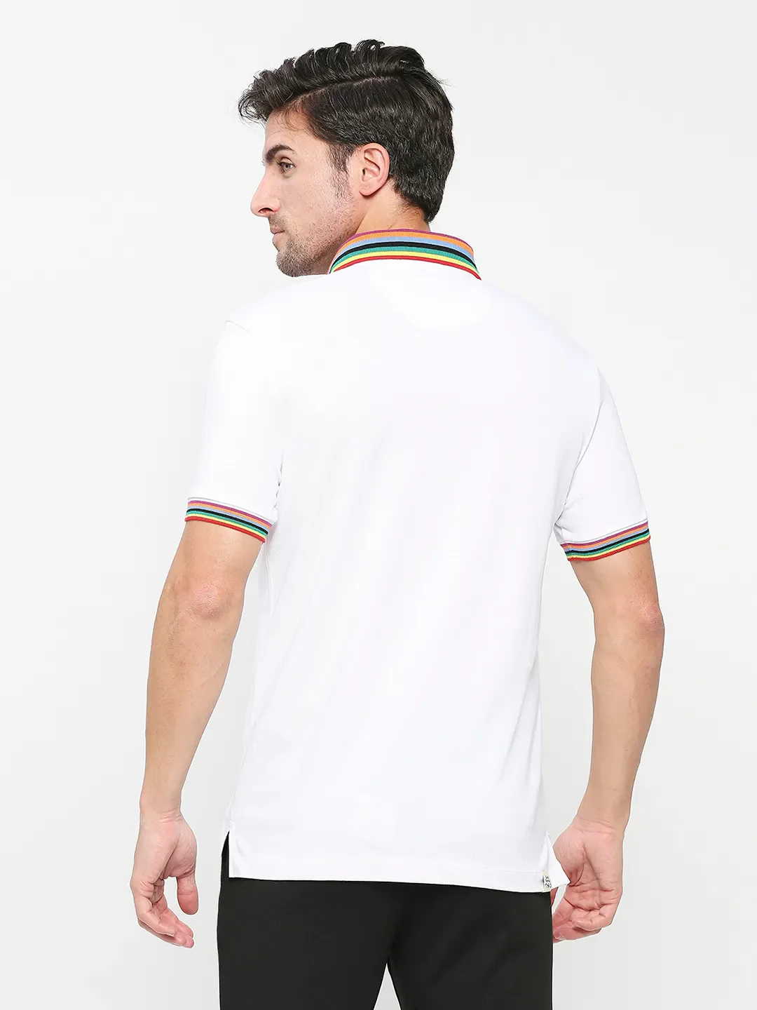 White Regular Fit Men's Polo T-Shirt by Being Human Clothing - Image 4
