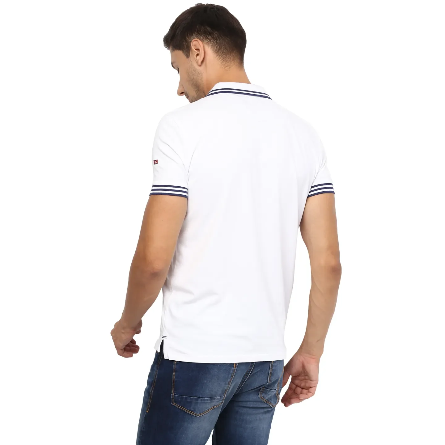 White Regular Fit Men's Polo T-Shirt by Being Human Clothing - Image 2