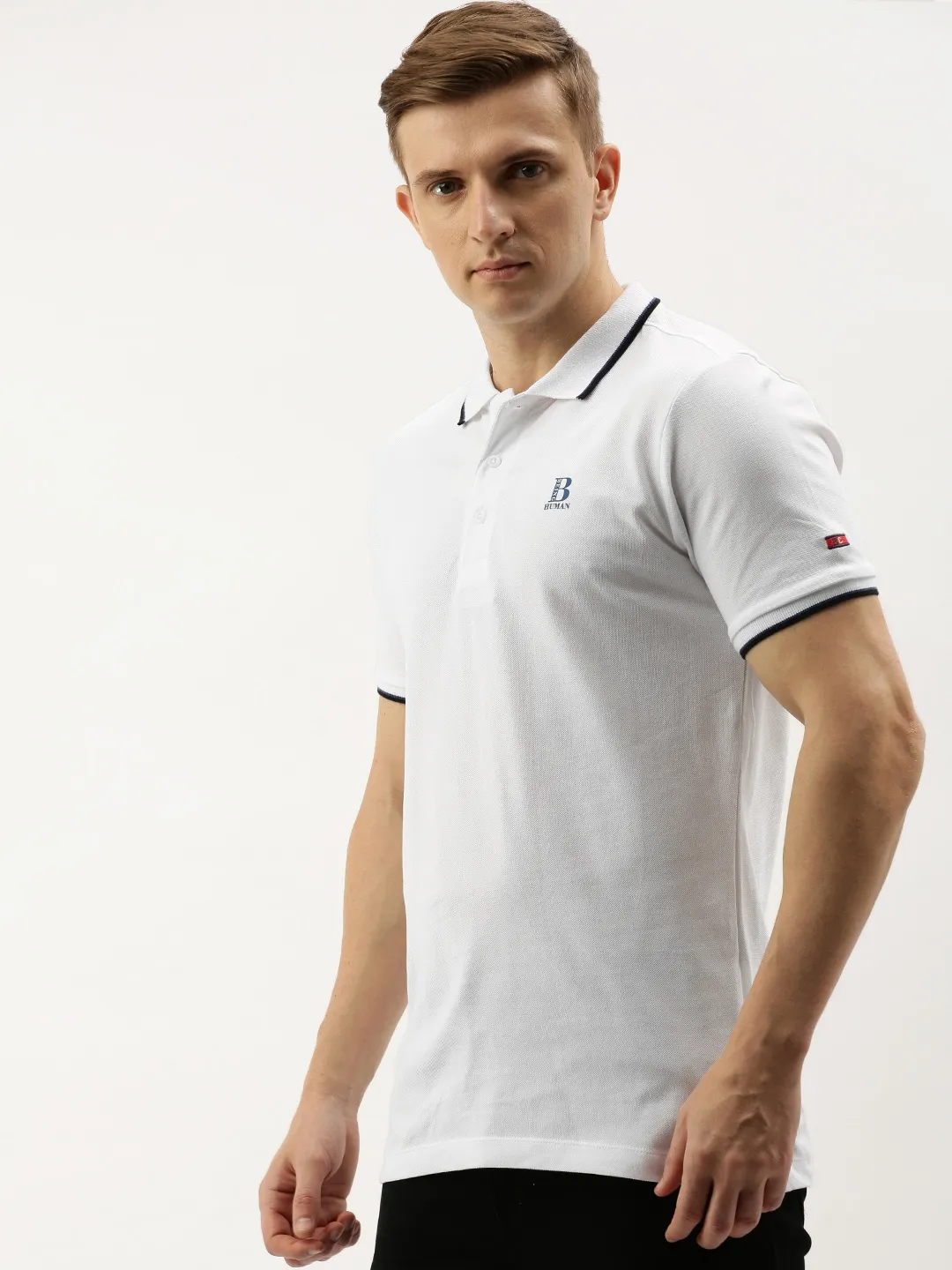 White Regular Fit Men's Polo T-Shirt by Being Human Clothing