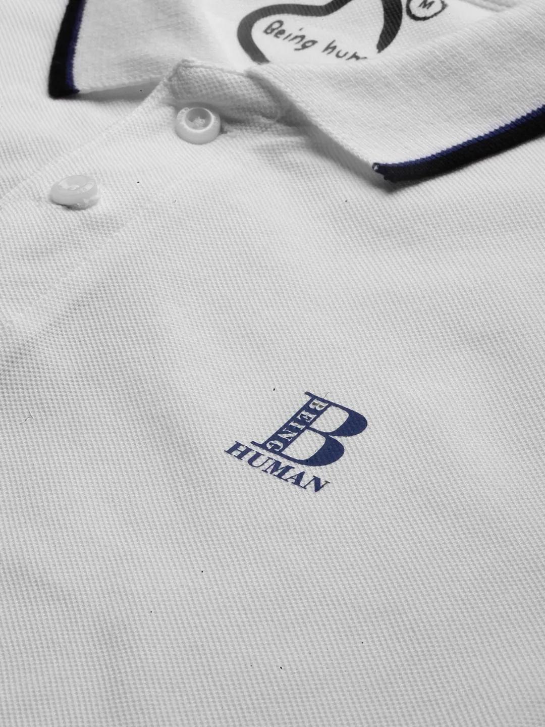 White Regular Fit Men's Polo T-Shirt by Being Human Clothing - Image 4