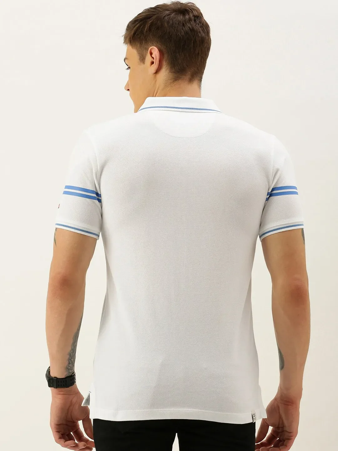 White Regular Fit Men's Polo T-Shirt by Being Human Clothing - Image 3