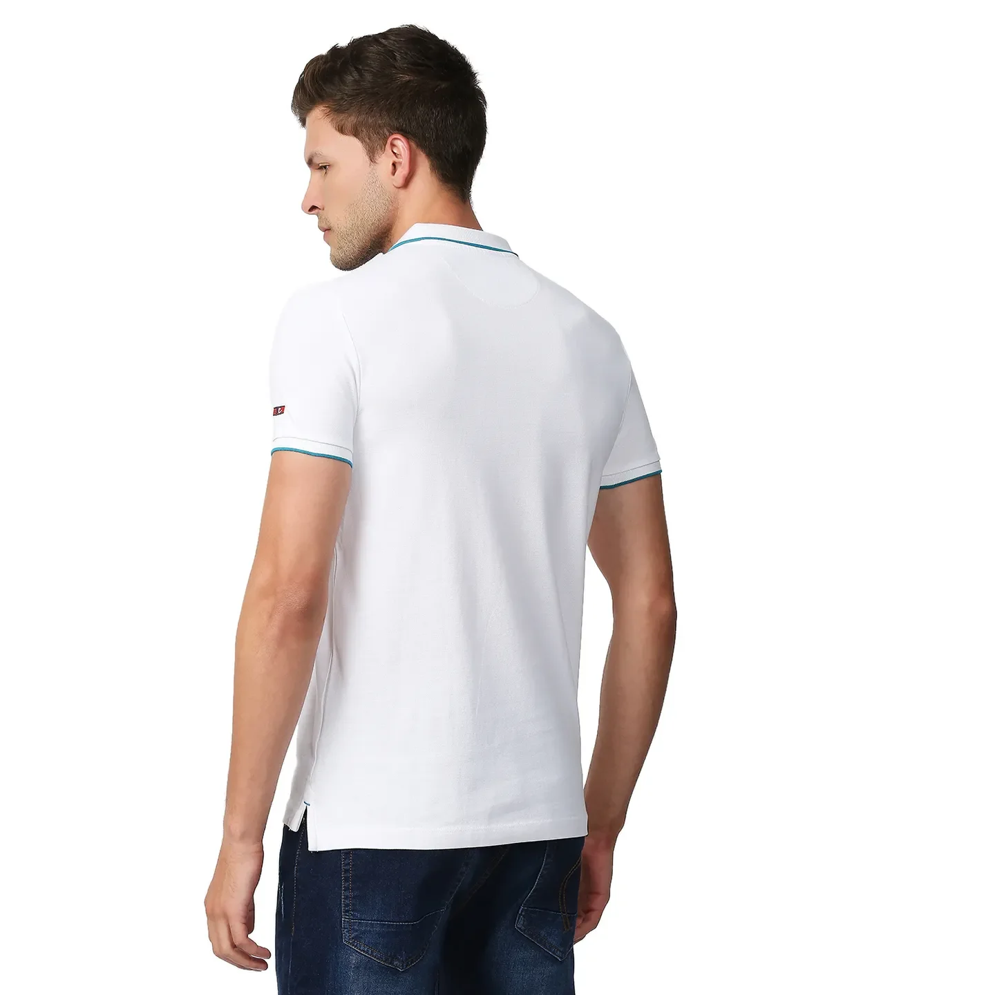 White Regular Fit Men's Polo T-Shirt by Being Human Clothing - Image 4
