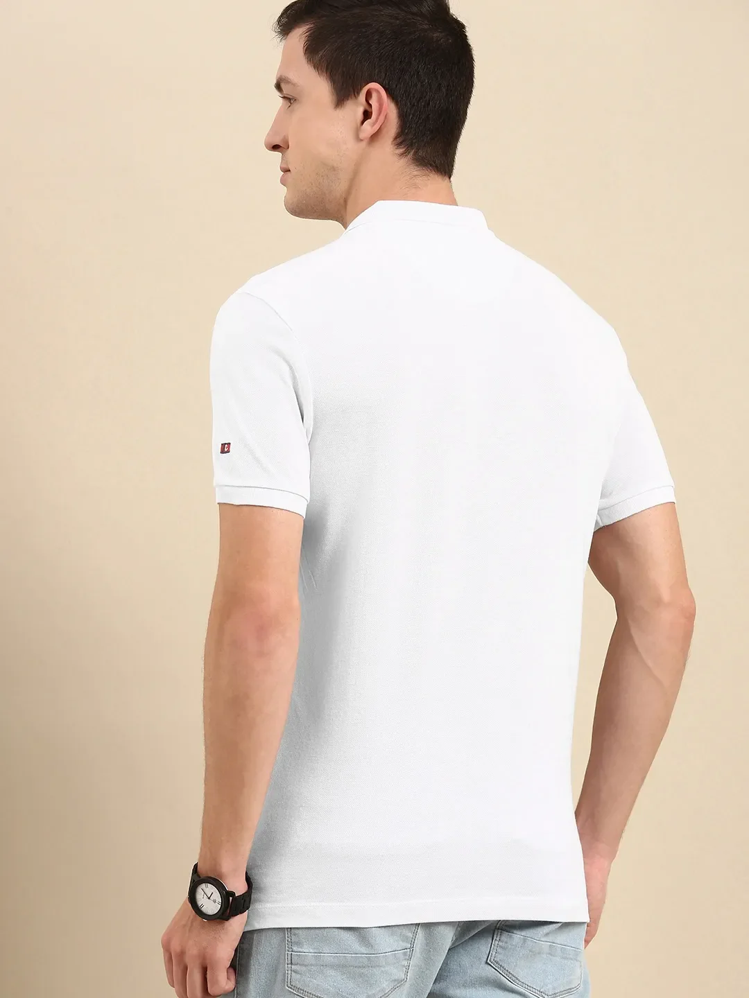White Regular Fit Men's Polo T-Shirt by Being Human Clothing - Image 2