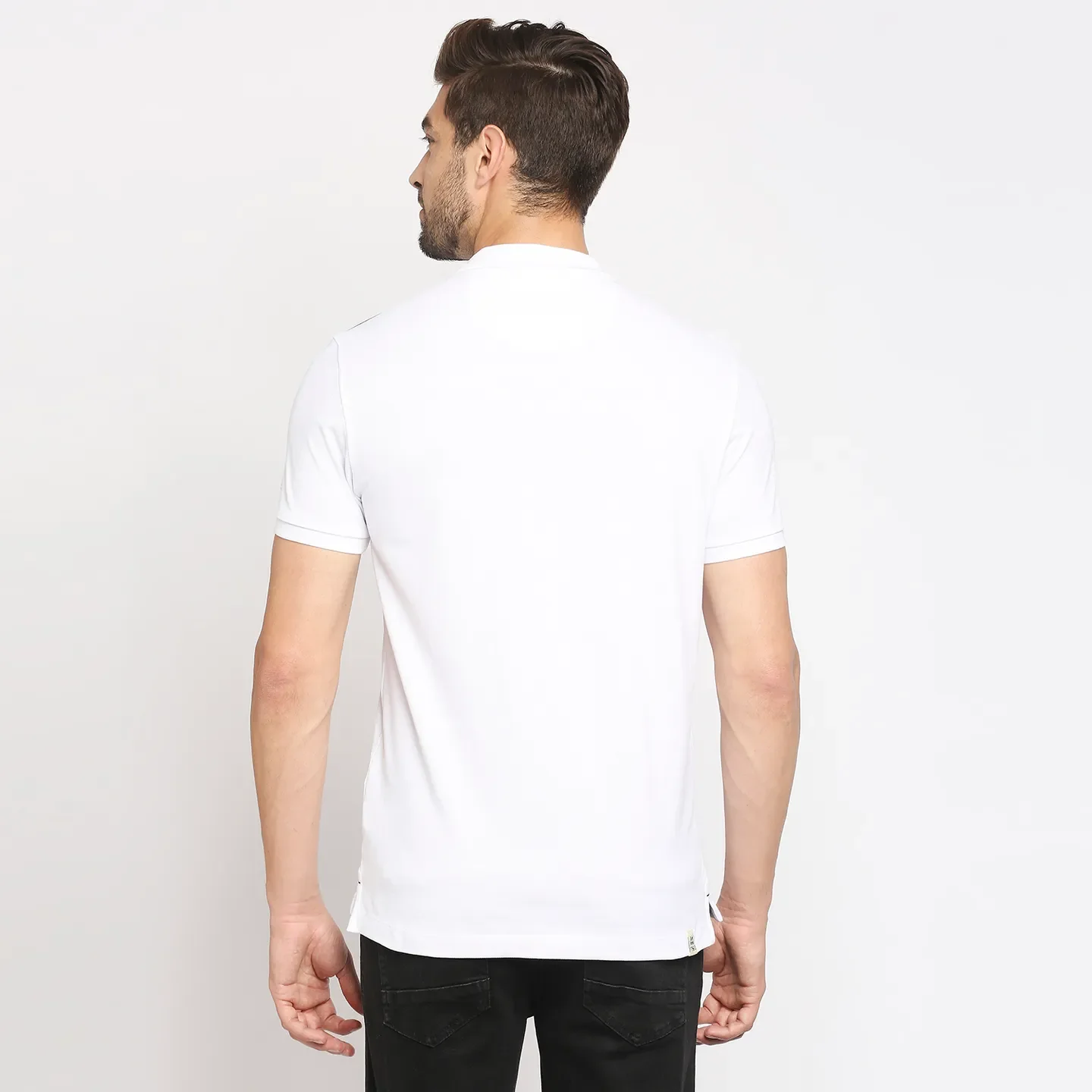 White Regular Fit Men's Polo T-Shirt by Being Human Clothing - Image 4