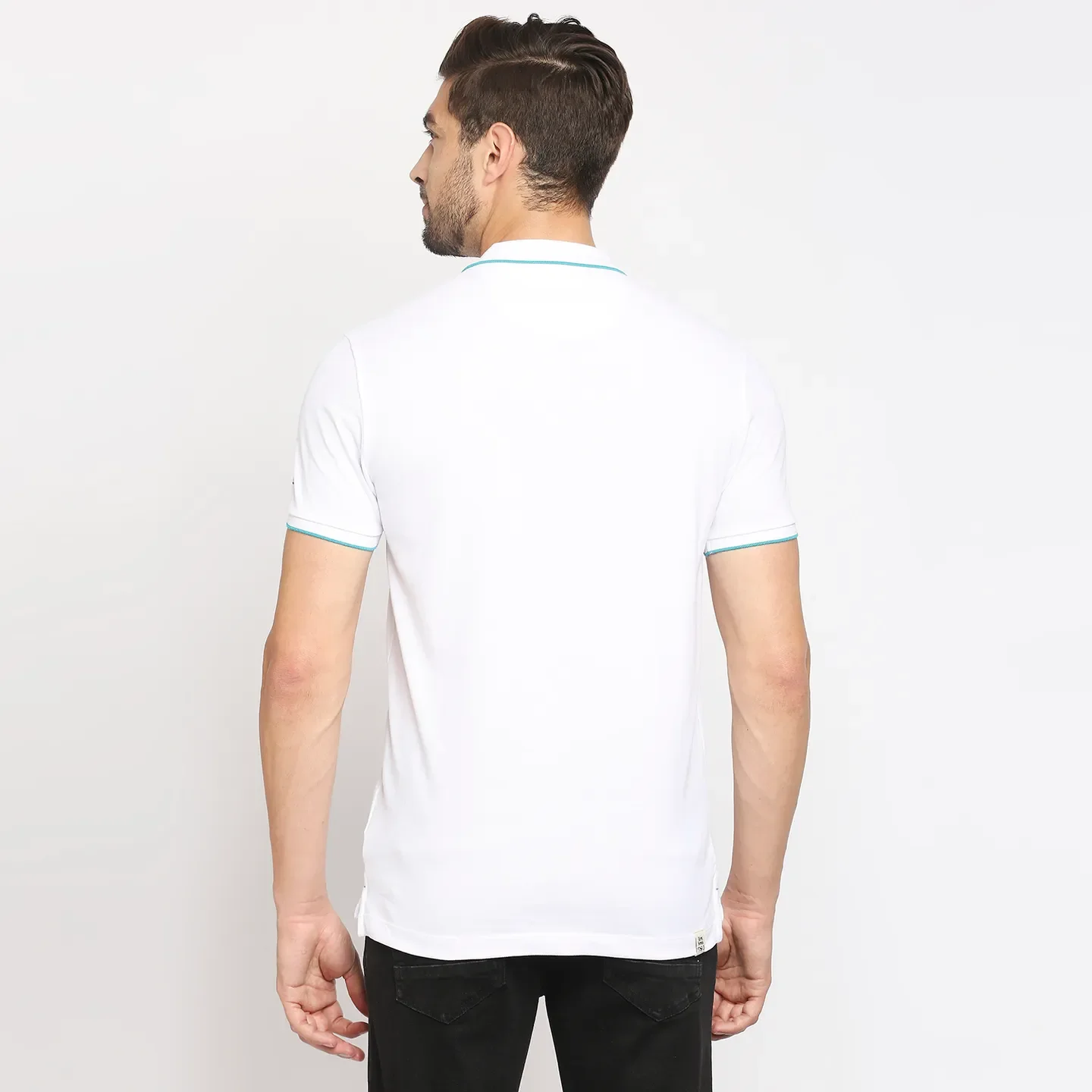 White Regular Fit Men's Polo T-Shirt by Being Human Clothing - Image 4