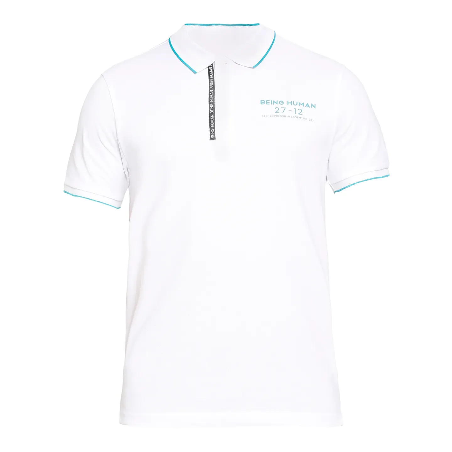 White Regular Fit Men's Polo T-Shirt by Being Human Clothing - Image 7