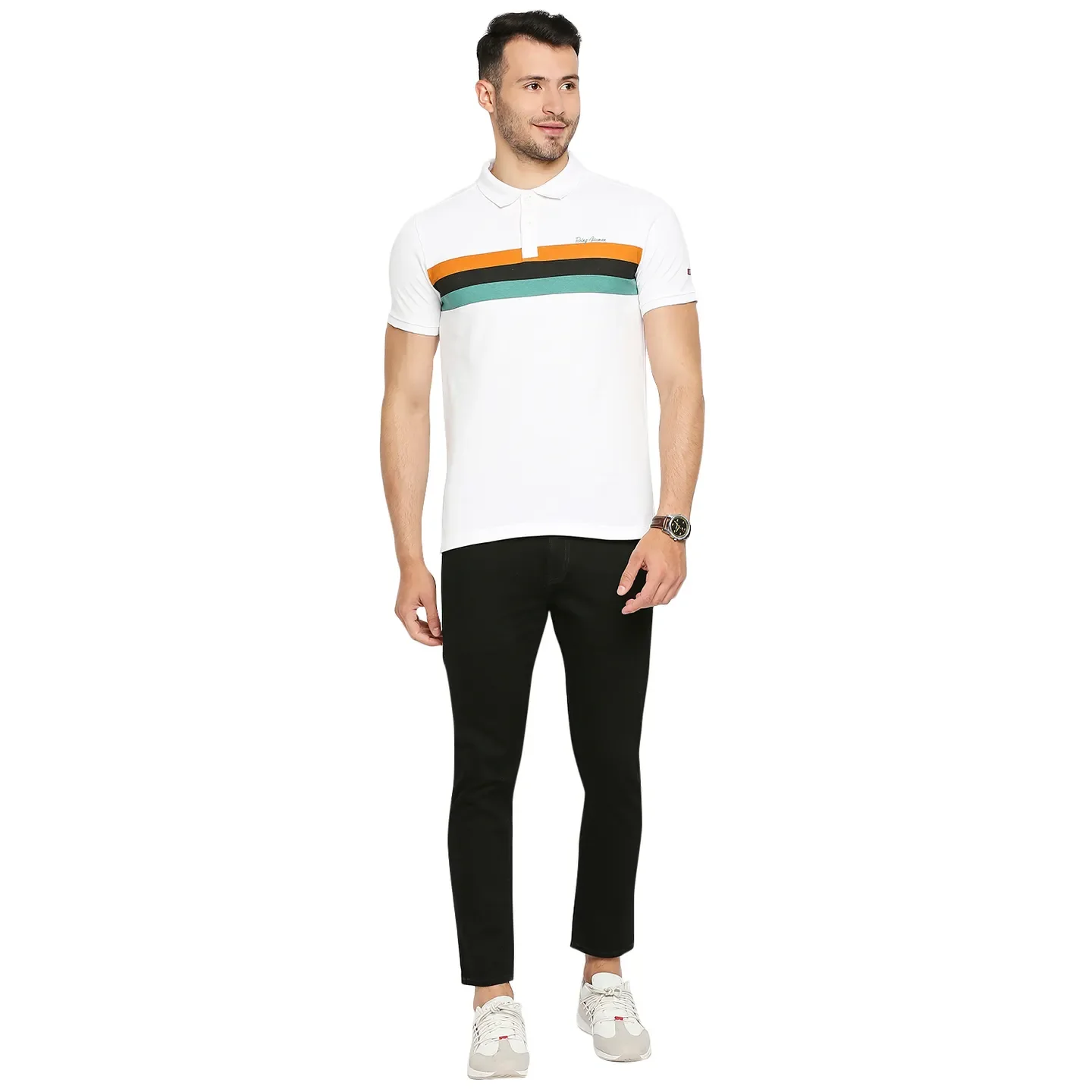 White Regular Fit Men's Polo T-Shirt by Being Human Clothing - Image 6