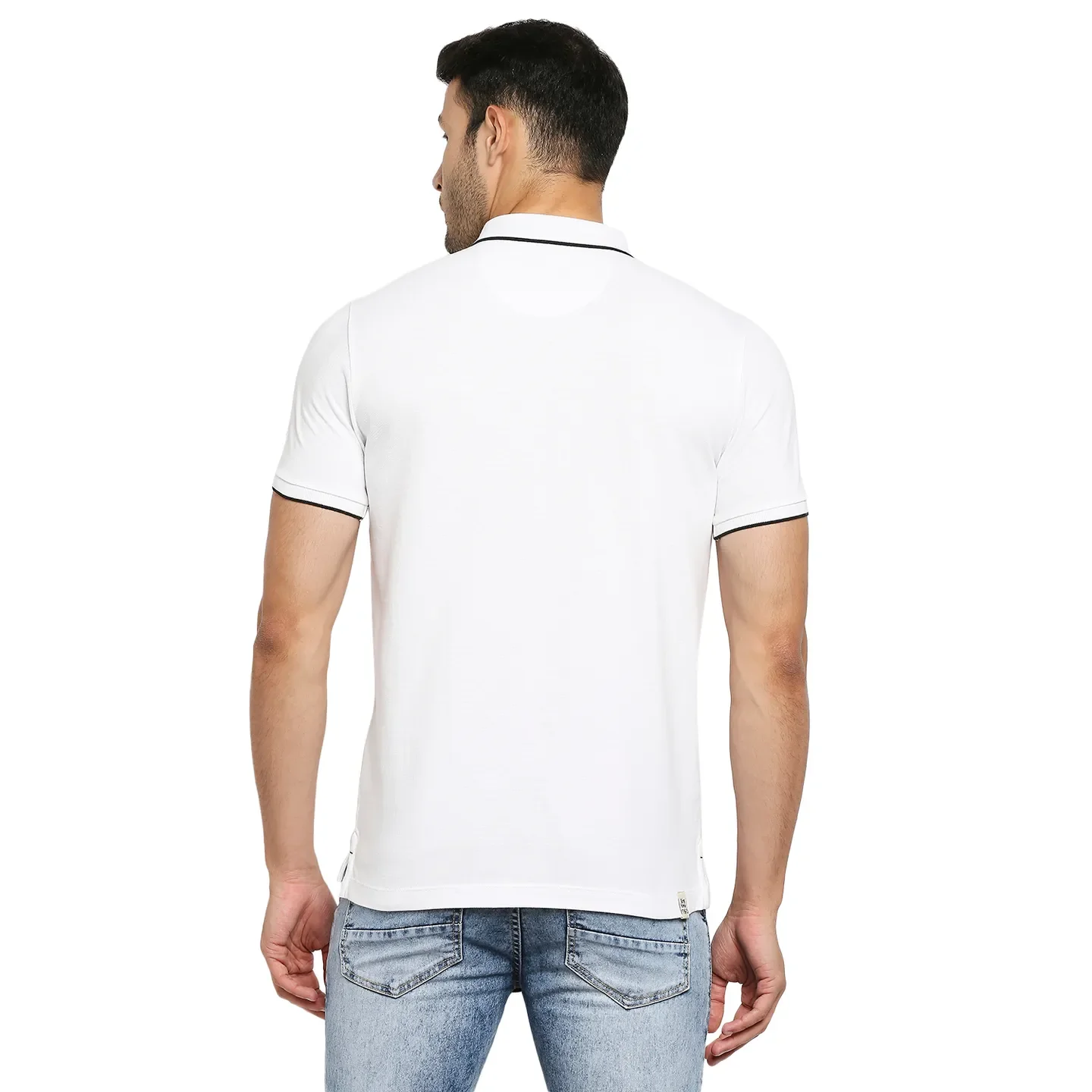 White Regular Fit Men's Polo T-Shirt by Being Human Clothing - Image 4