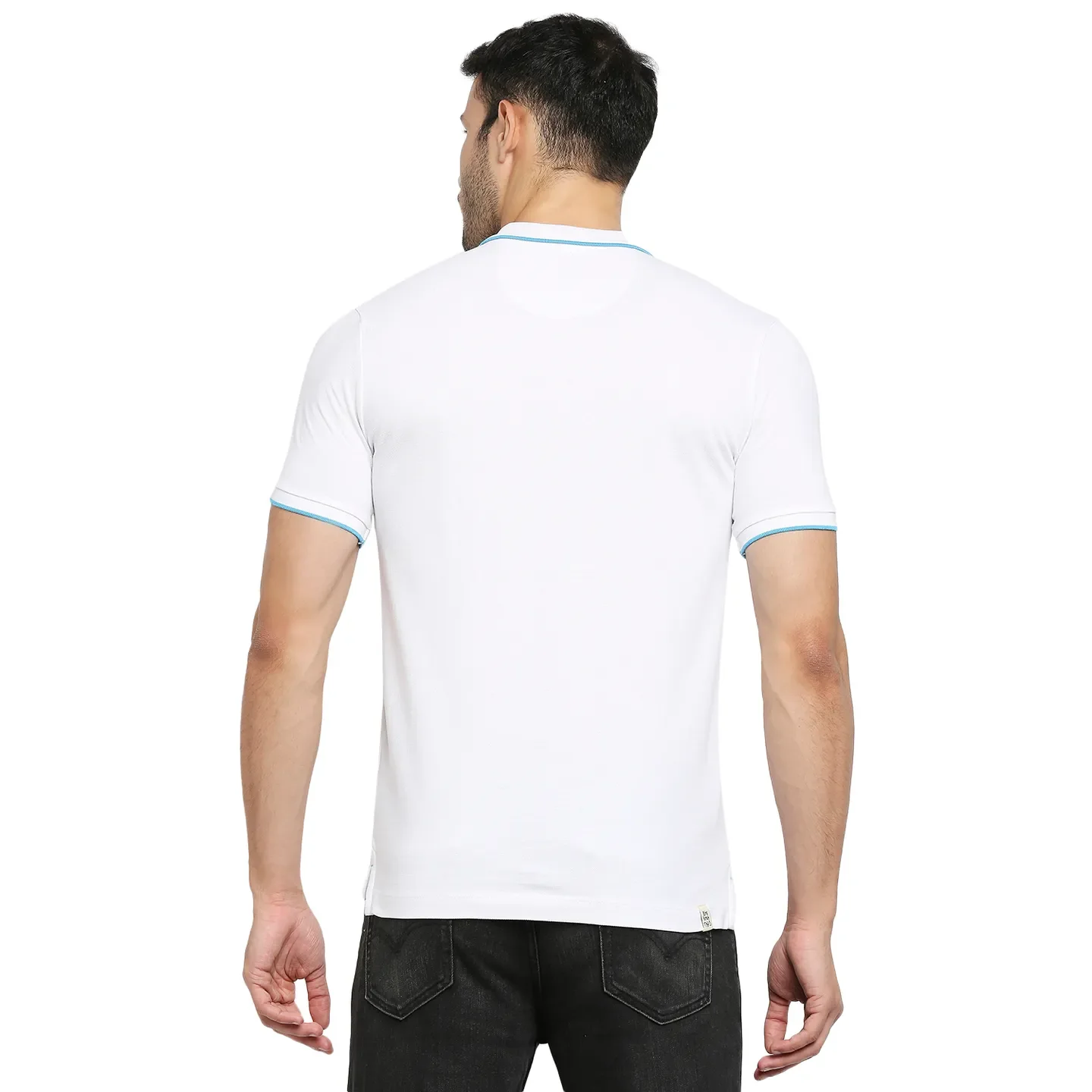 White Regular Fit Men's Polo T-Shirt by Being Human Clothing - Image 4