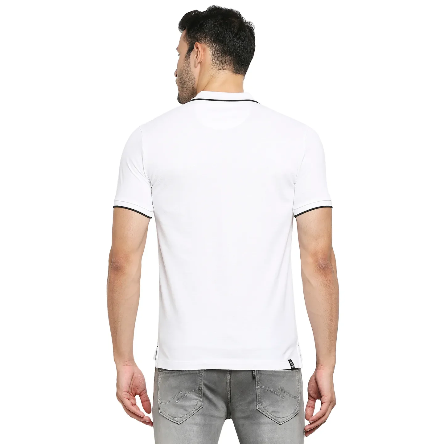 White Regular Fit Men's Polo T-Shirt by Being Human Clothing - Image 4