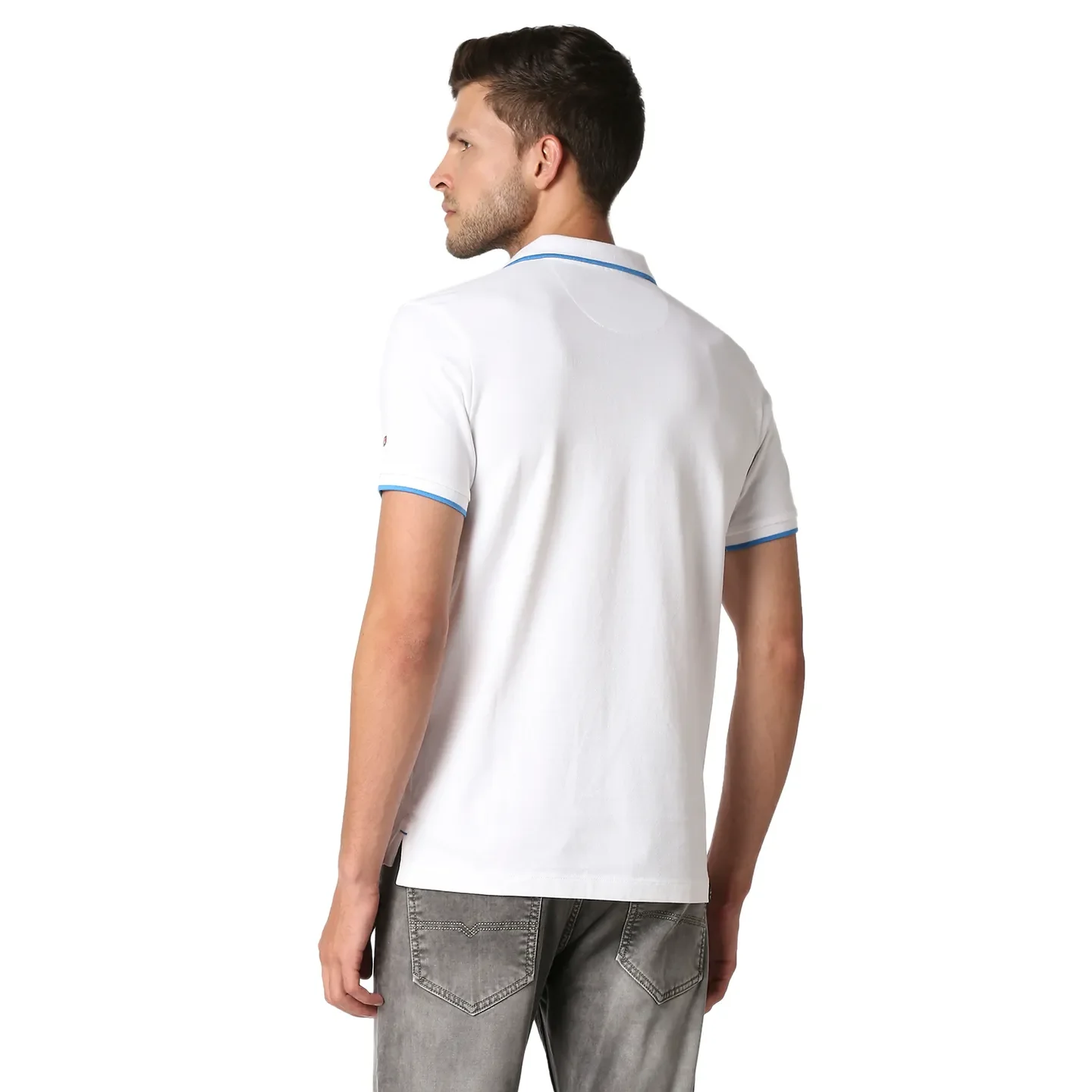 White Regular Fit Men's Polo T-Shirt by Being Human Clothing - Image 4