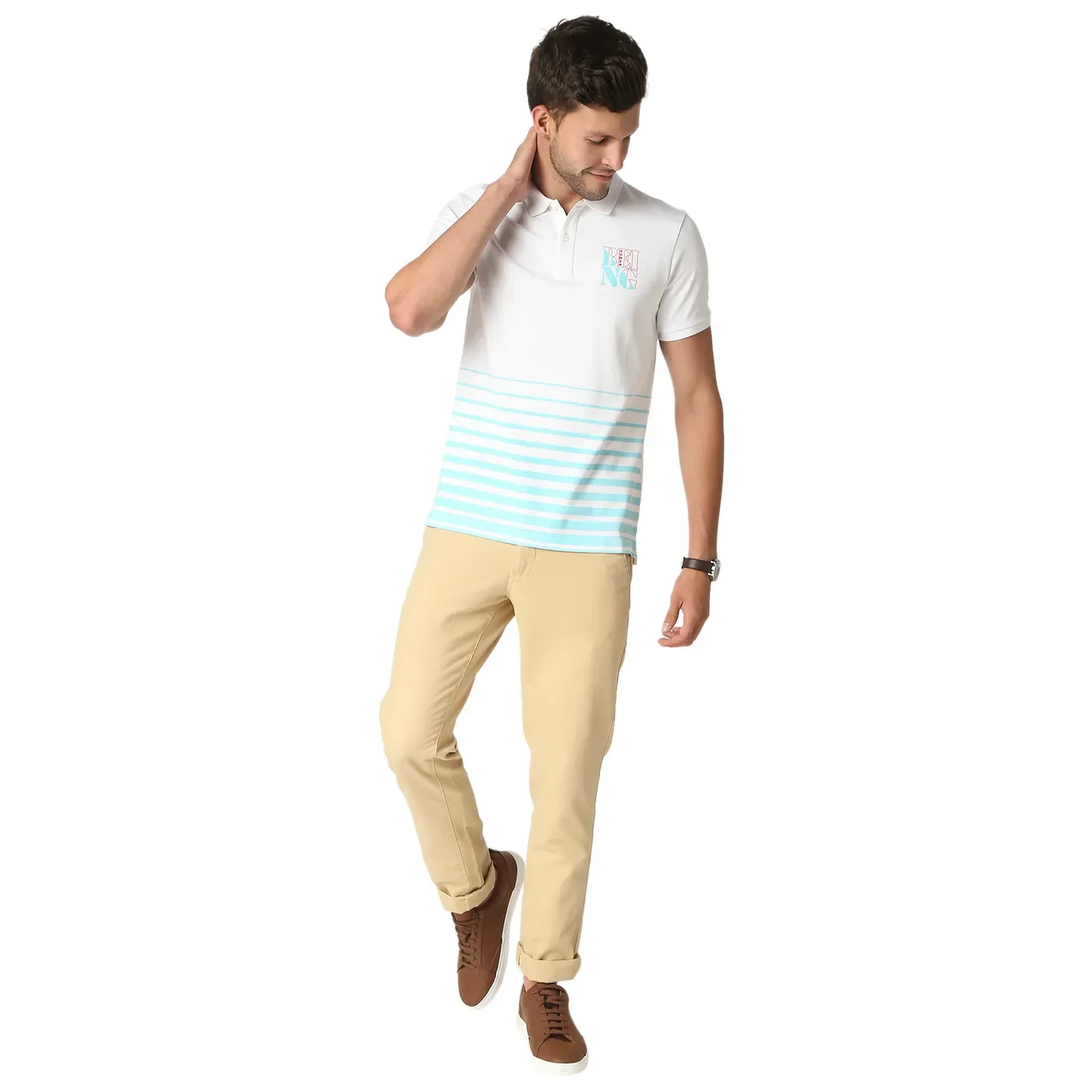 White Regular Fit Men's Polo T-Shirt by Being Human Clothing - Image 5