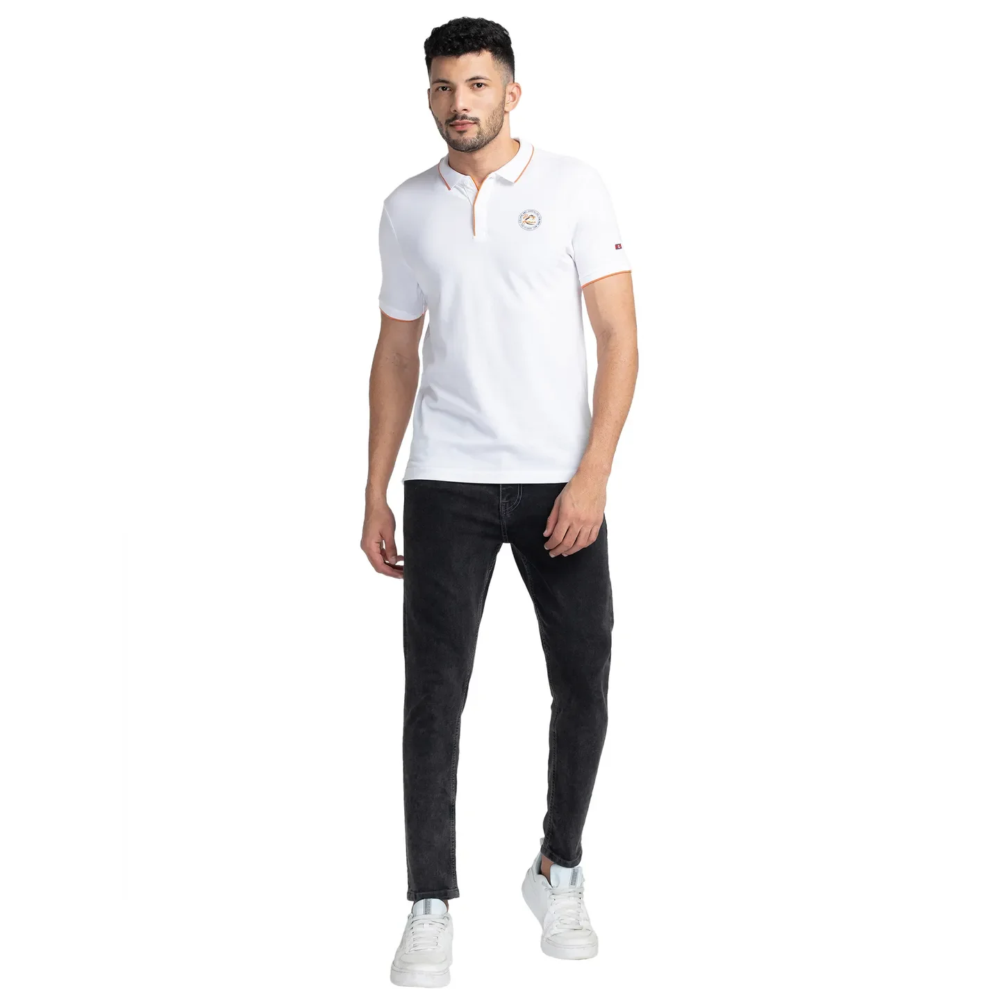 White Regular Fit Men's Polo T-Shirt by Being Human Clothing - Image 5