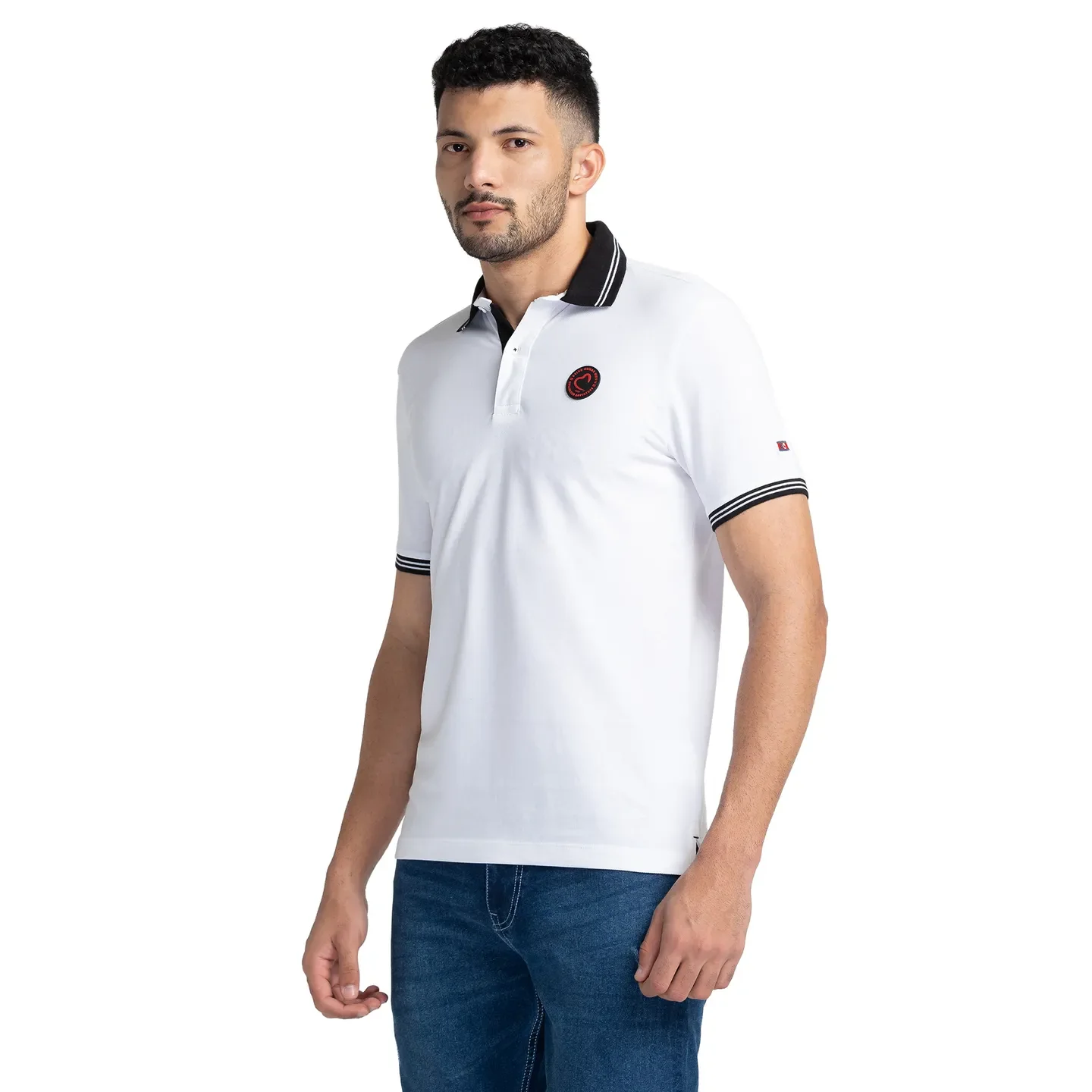White Regular Fit Men's Polo T-Shirt by Being Human Clothing - Image 4