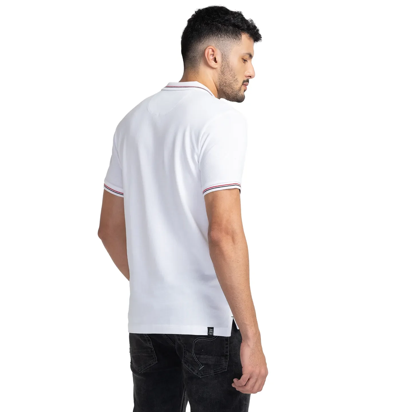 White Regular Fit Men's Polo T-Shirt by Being Human Clothing - Image 3
