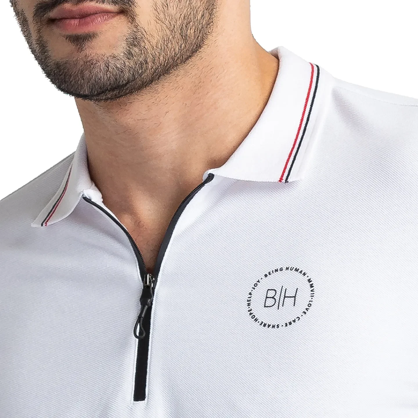 White Regular Fit Men's Polo T-Shirt by Being Human Clothing - Image 5