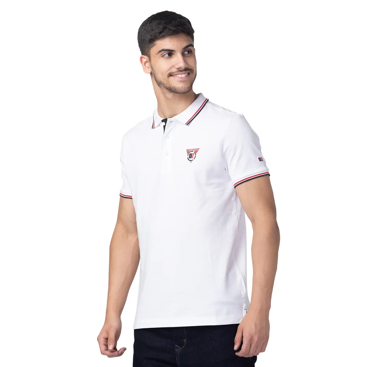 White Regular Fit Men's Polo T-Shirt by Being Human Clothing - Image 2