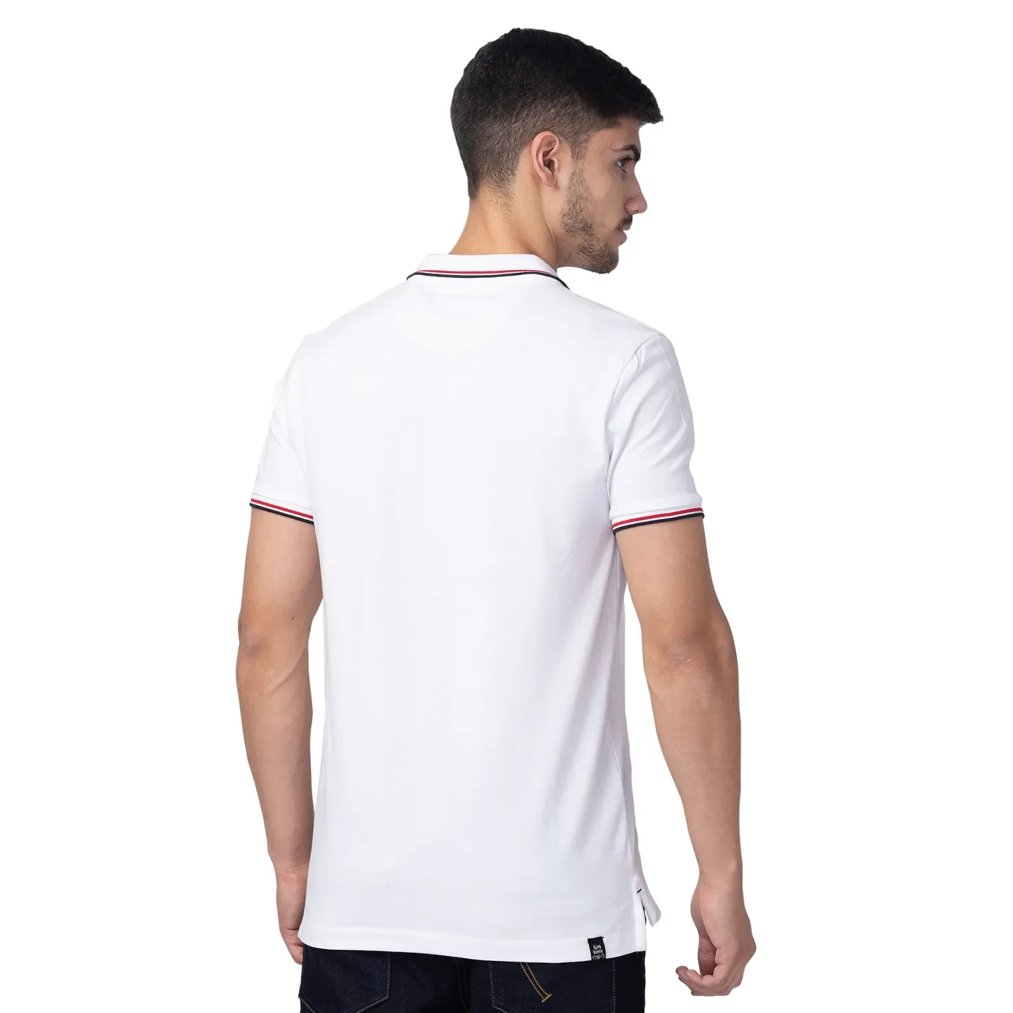 White Regular Fit Men's Polo T-Shirt by Being Human Clothing - Image 3