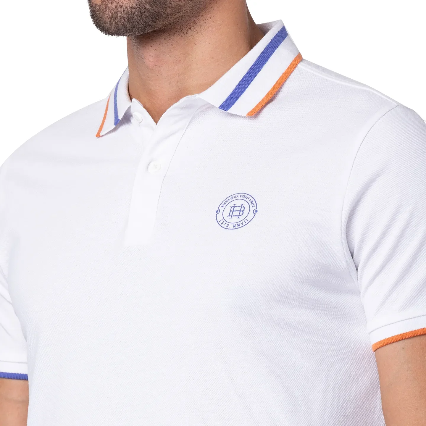 White Regular Fit Men's Polo T-Shirt by Being Human Clothing - Image 5