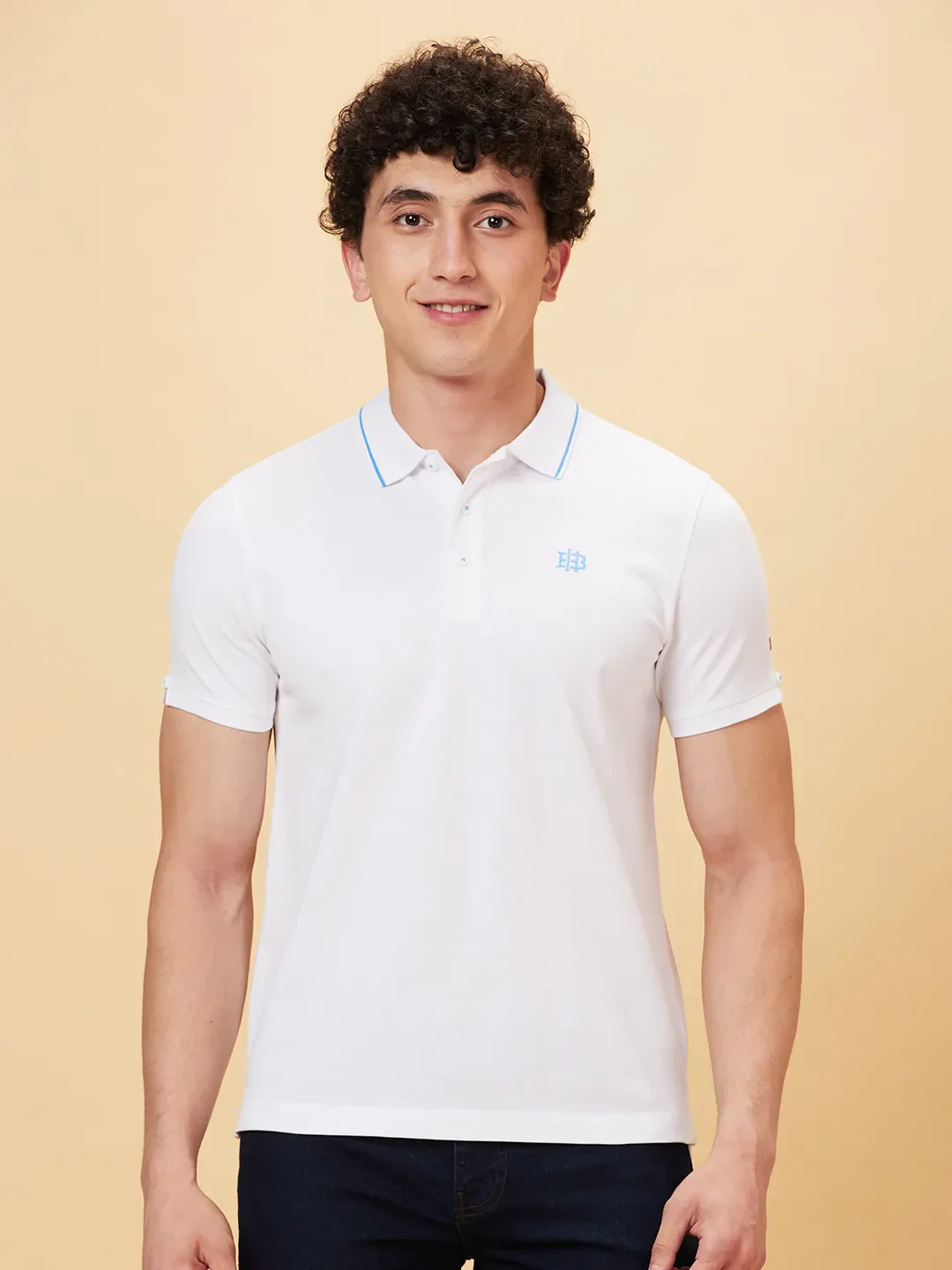 White Regular Fit Men's Polo T-Shirt by Being Human Clothing - Image 6