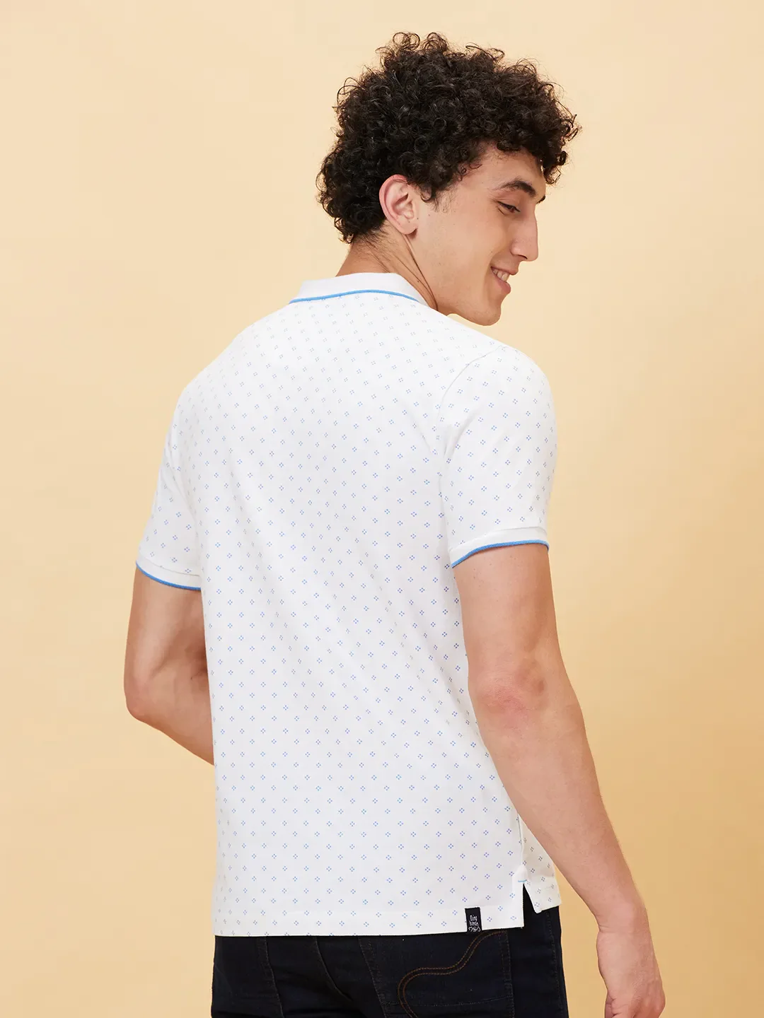White Regular Fit Men's Polo T-Shirt by Being Human Clothing - Image 2