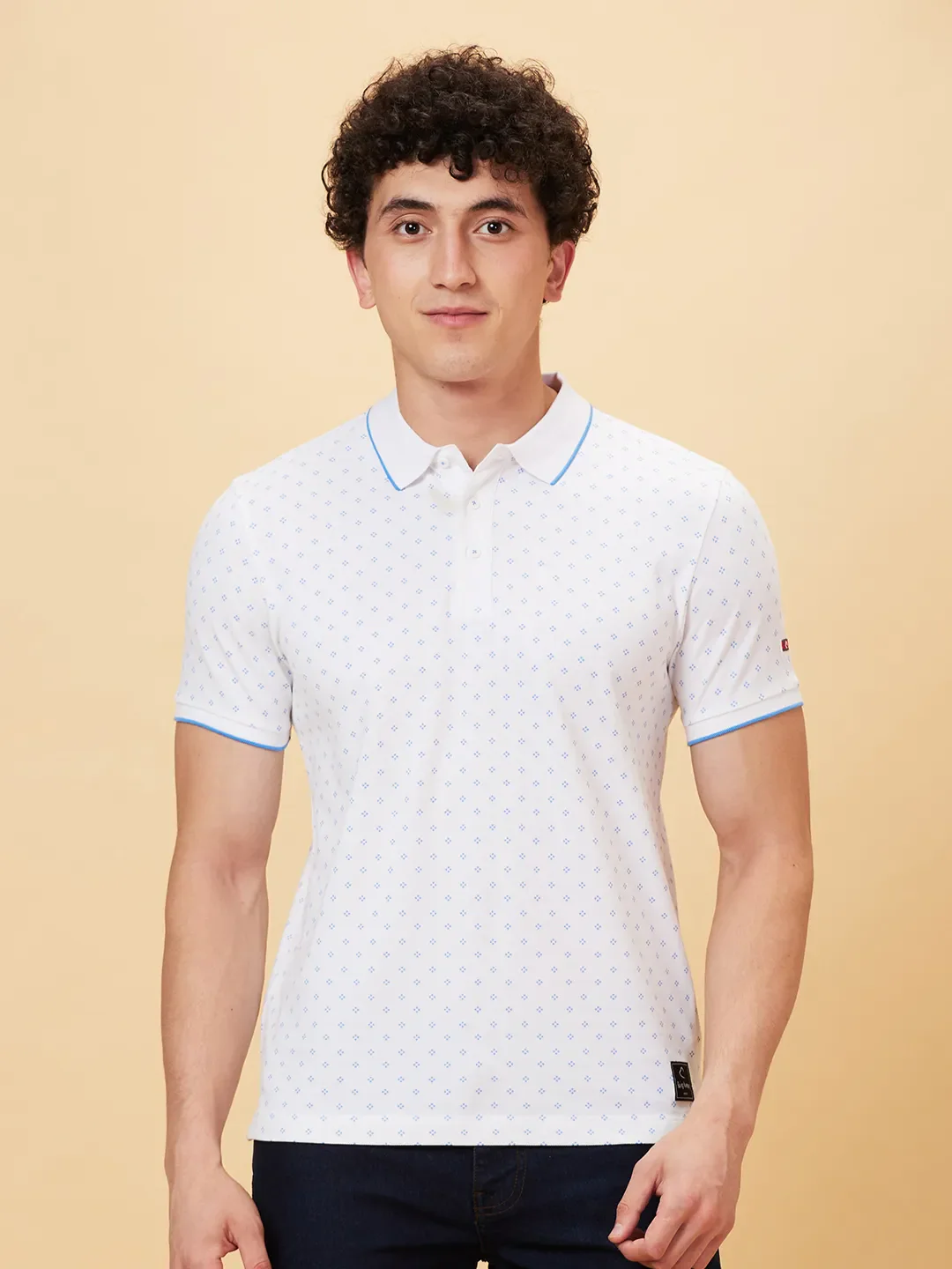 White Regular Fit Men's Polo T-Shirt by Being Human Clothing - Image 6