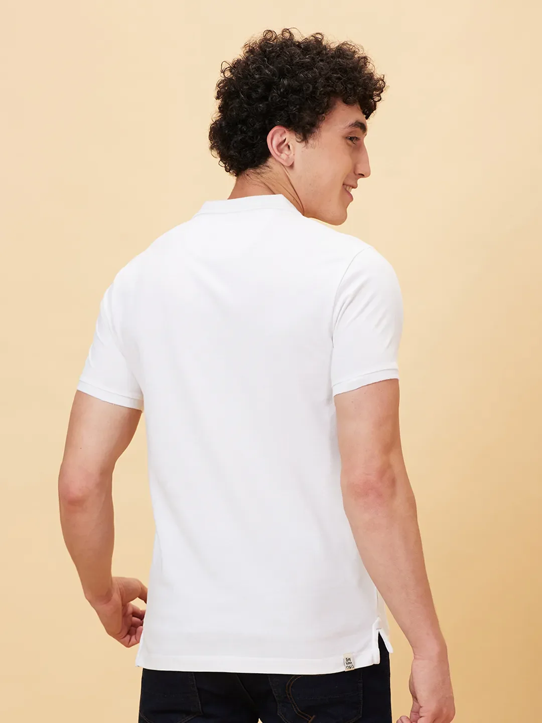 White Regular Fit Men's Polo T-Shirt by Being Human Clothing - Image 2