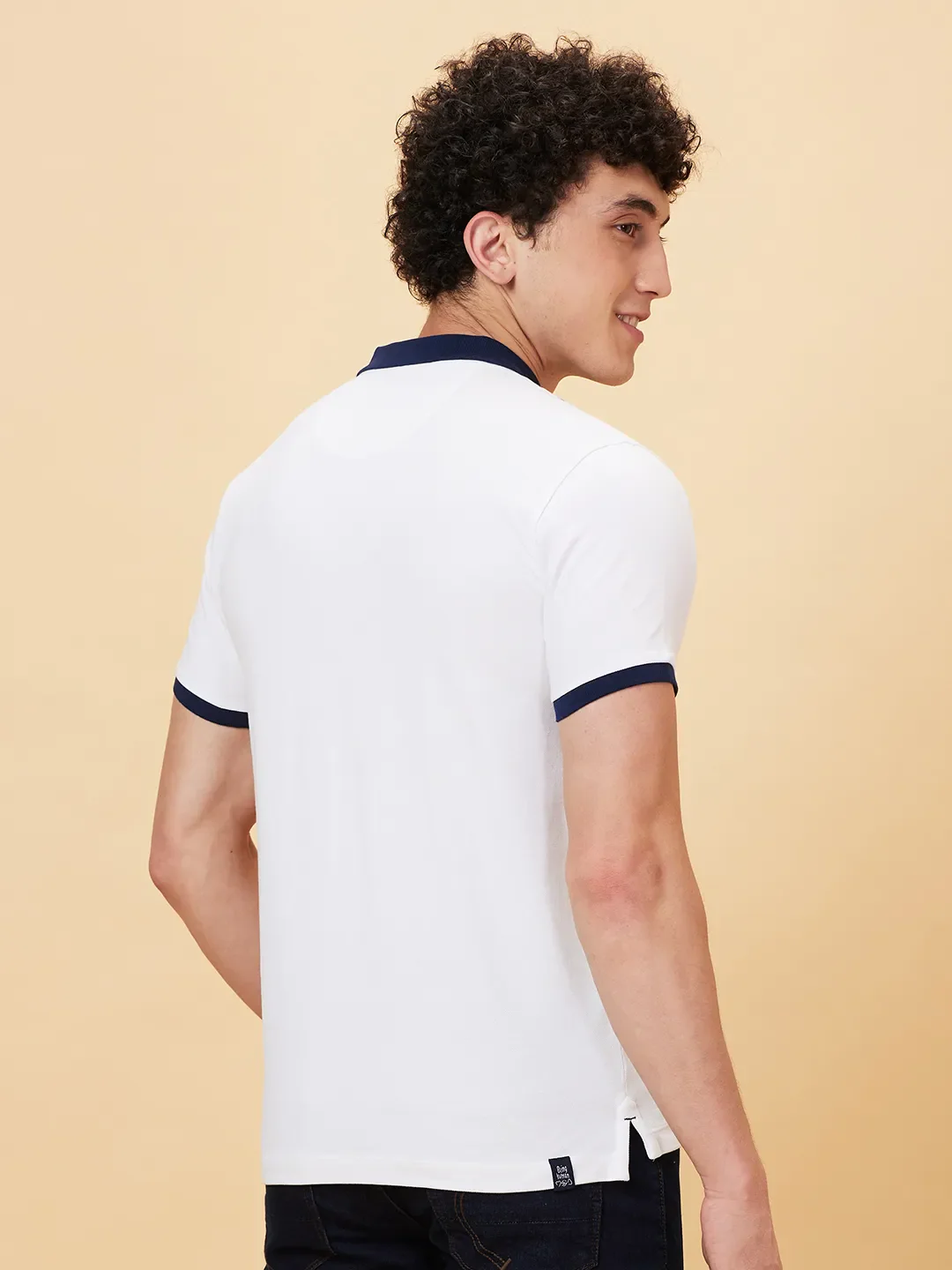 White Regular Fit Men's Polo T-Shirt by Being Human Clothing - Image 2