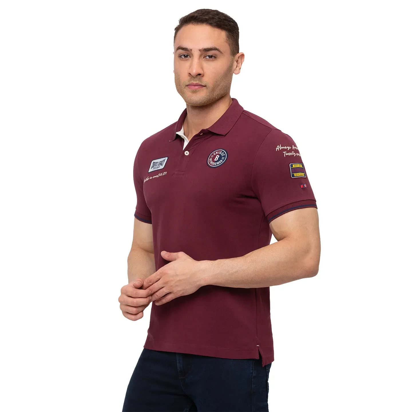 Red Regular Fit Men's Polo T-Shirt by Being Human Clothing - Image 5