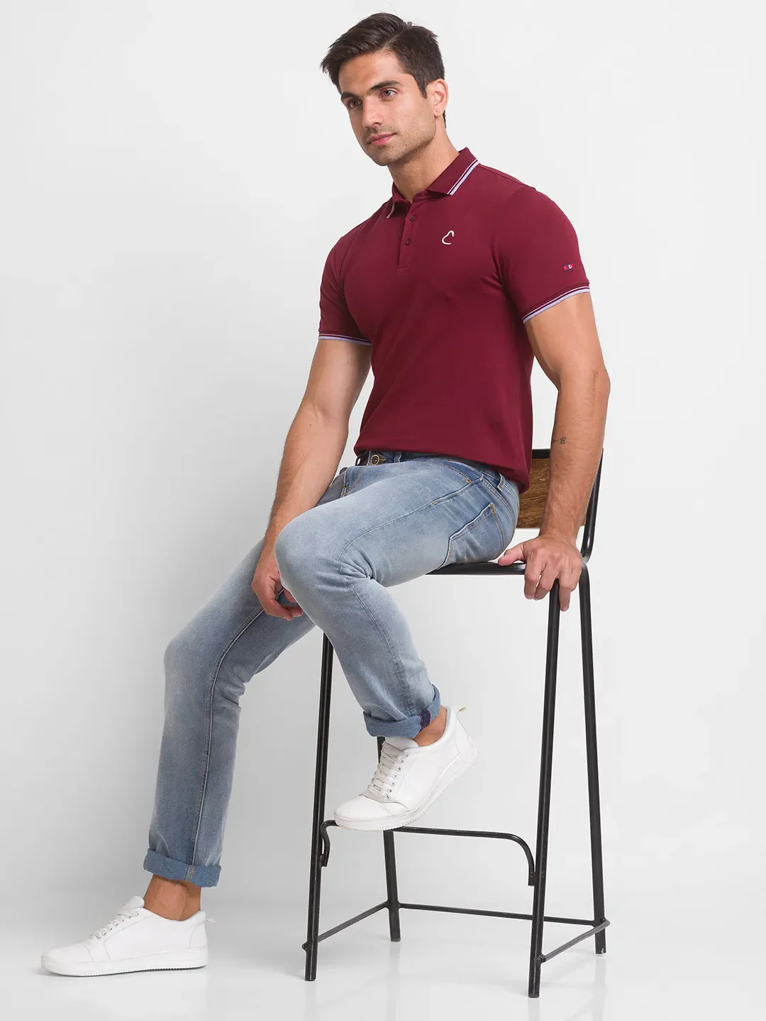 Red Regular Fit Men's Polo T-Shirt by Being Human Clothing - Image 5