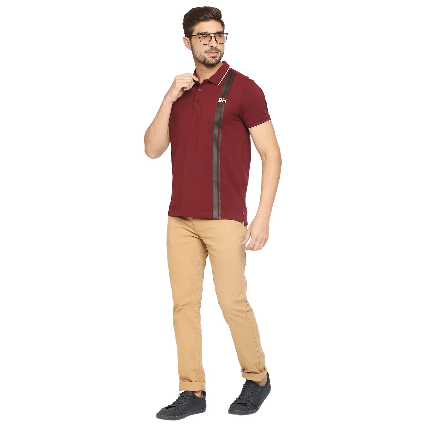 Red Regular Fit Men's Polo T-Shirt by Being Human Clothing - Image 6