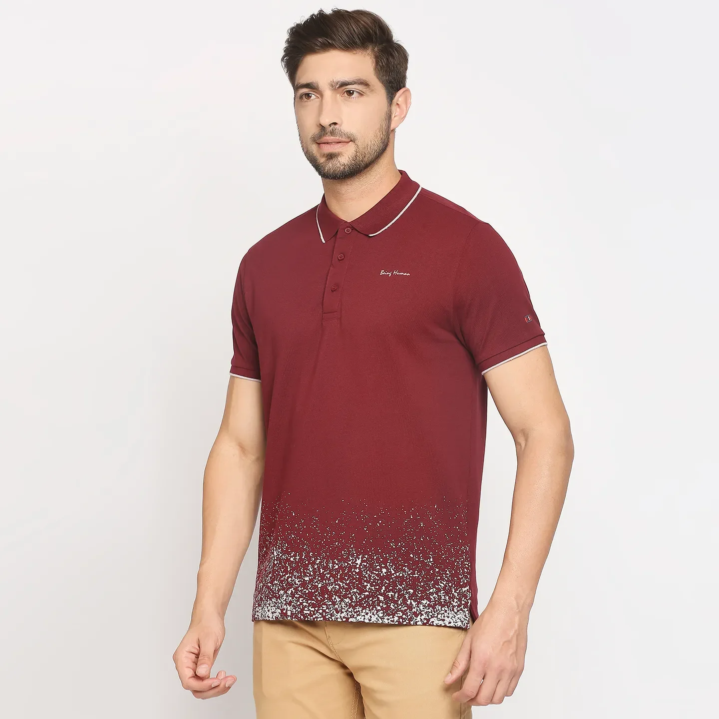 Red Regular Fit Men's Polo T-Shirt by Being Human Clothing - Image 2