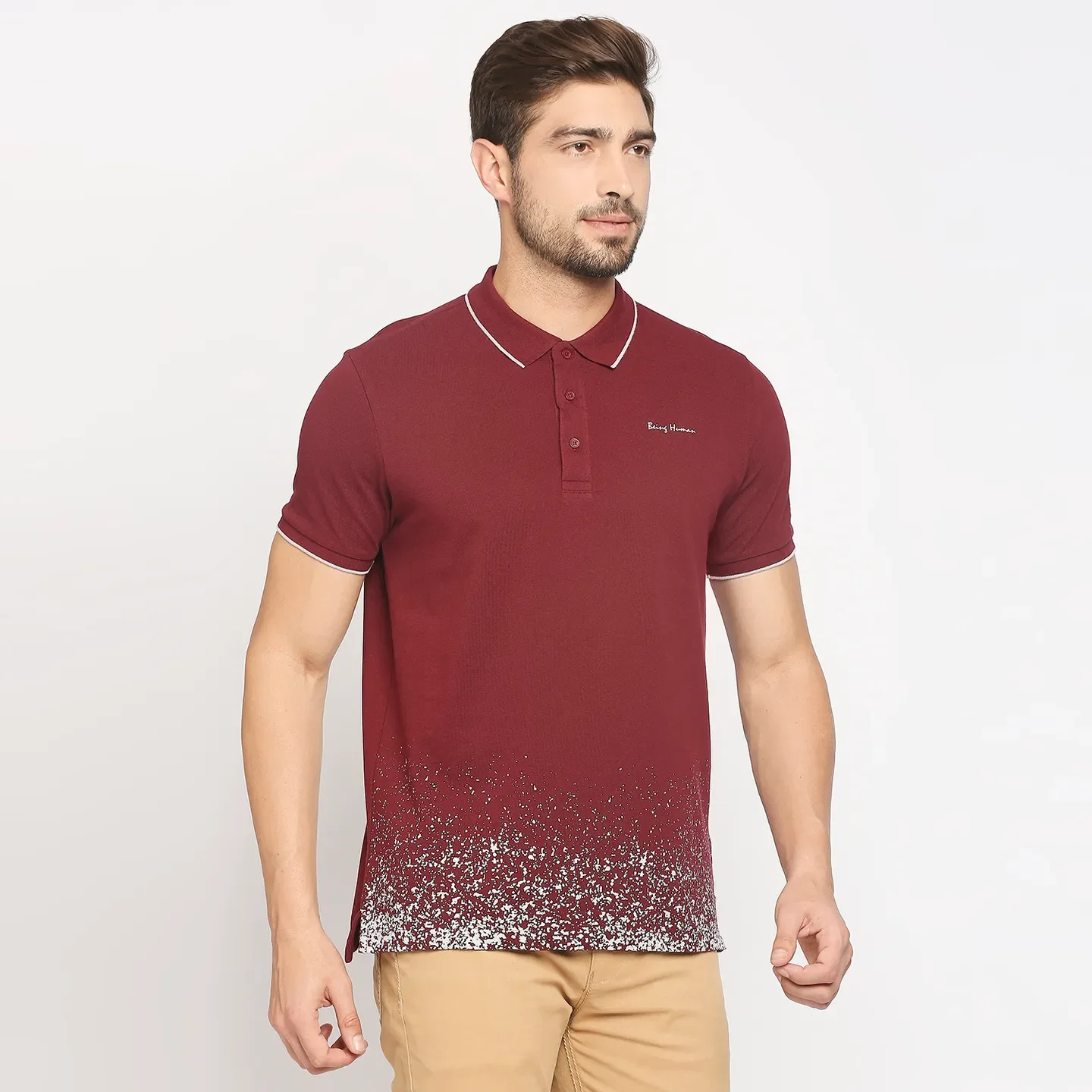 Red Regular Fit Men's Polo T-Shirt by Being Human Clothing - Image 3
