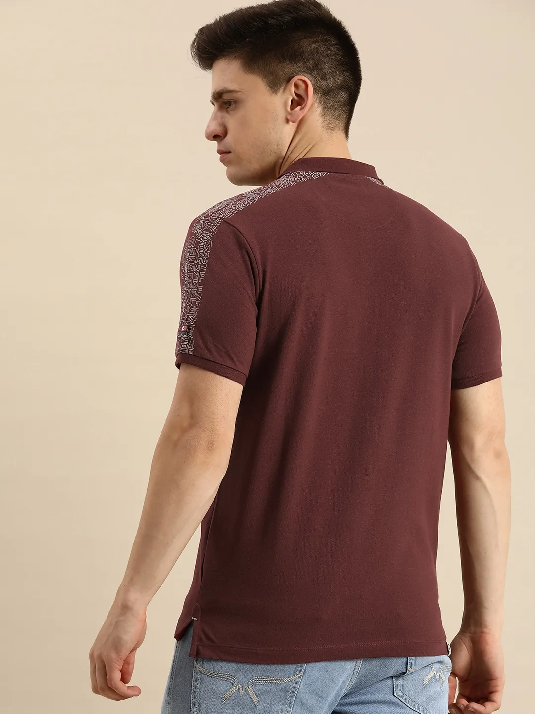 Red Regular Fit Men's Polo T-Shirt by Being Human Clothing - Image 3