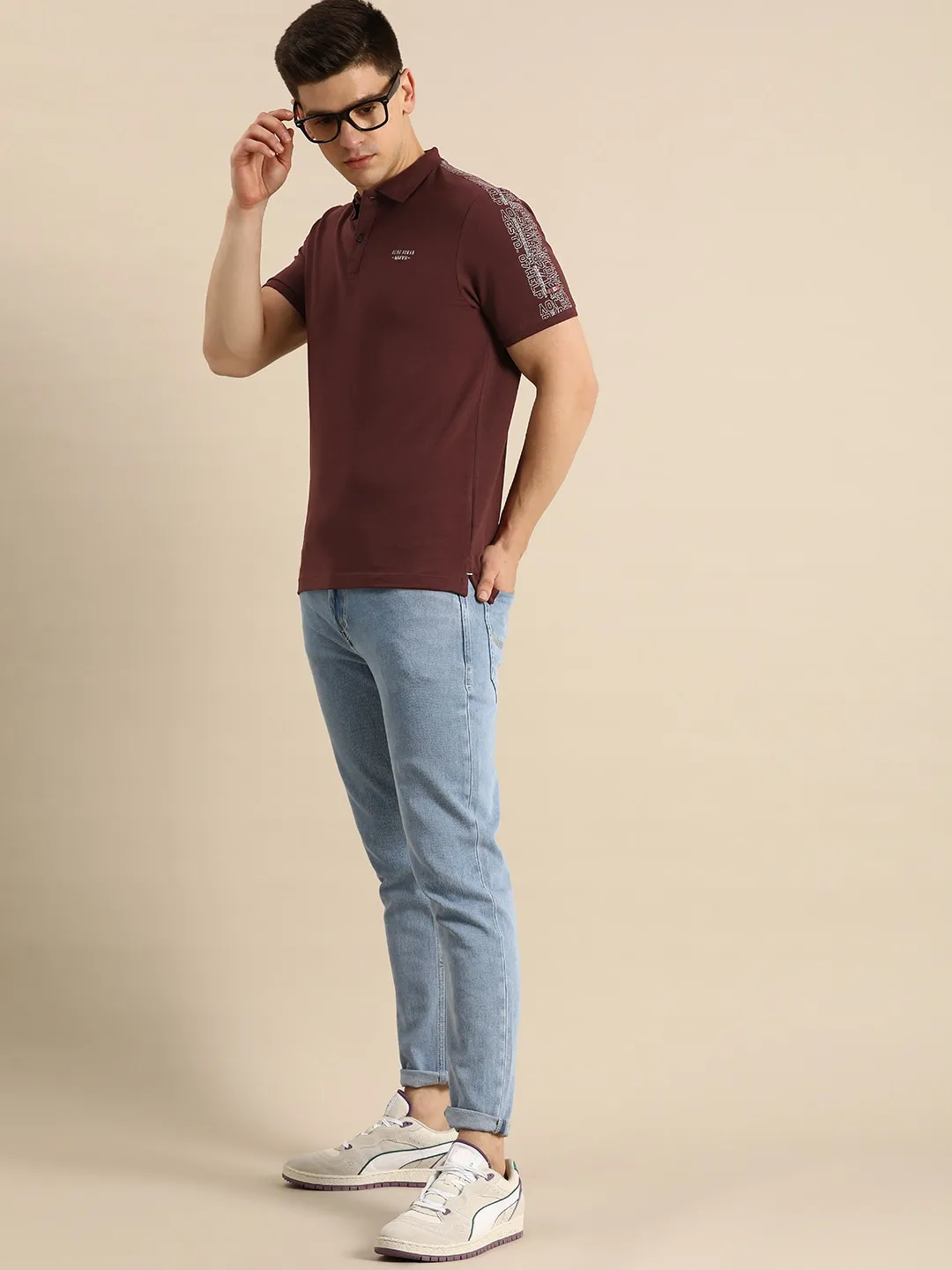 Red Regular Fit Men's Polo T-Shirt by Being Human Clothing - Image 5