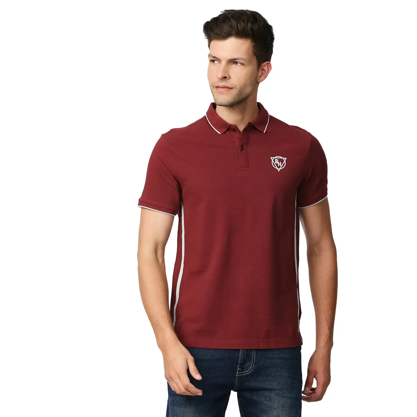 Red Regular Fit Men's Polo T-Shirt by Being Human Clothing
