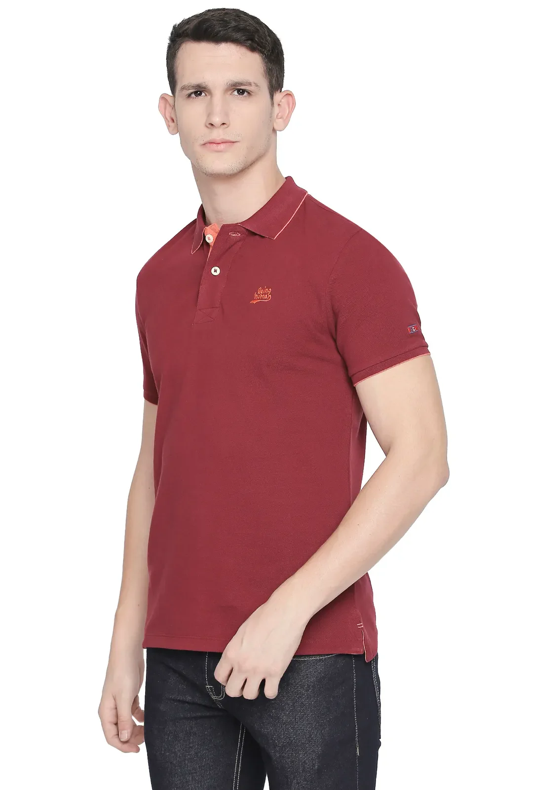 Red Regular Fit Men's Polo T-Shirt by Being Human Clothing - Image 2