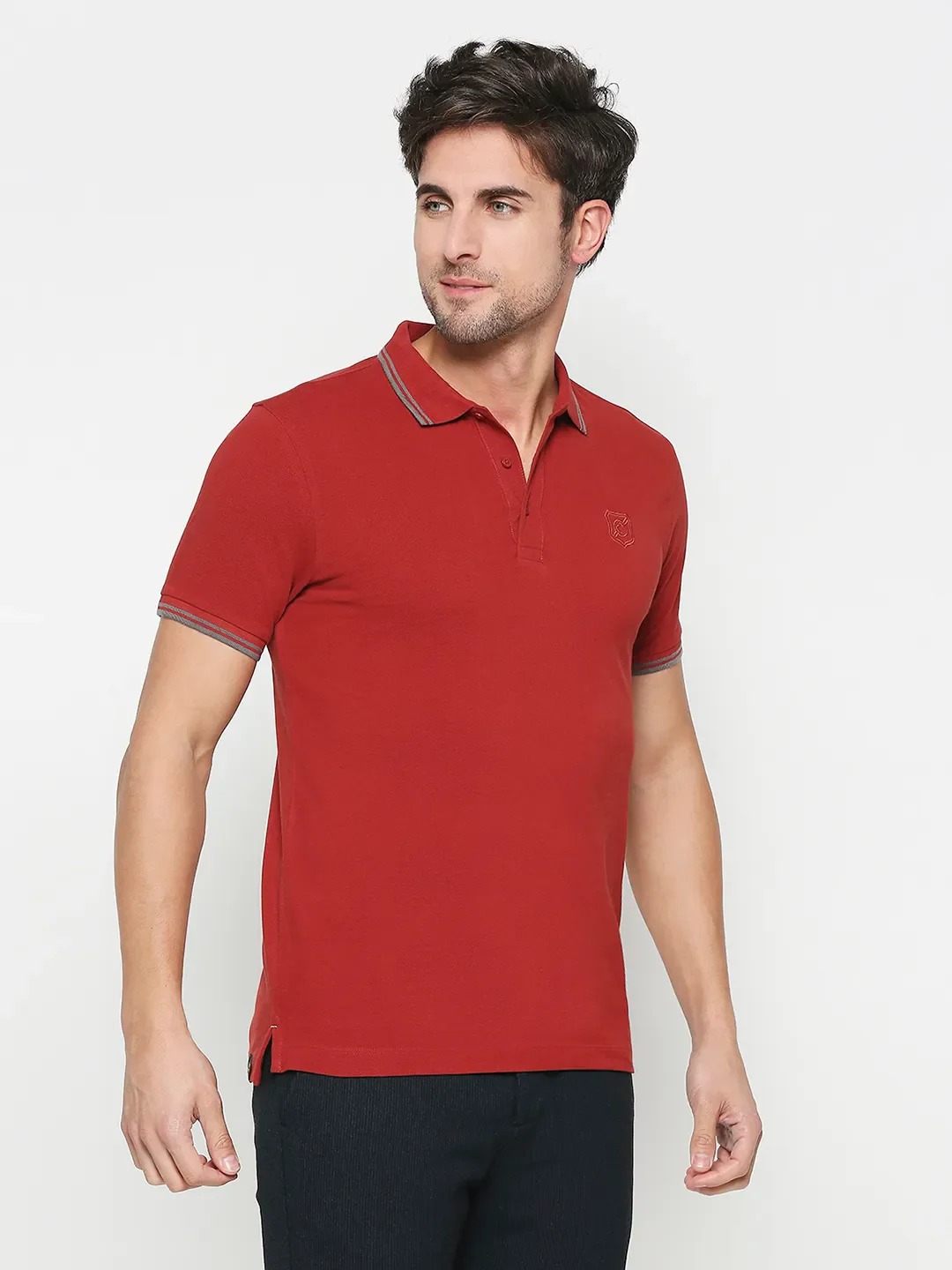 Red Regular Fit Men's Polo T-Shirt by Being Human Clothing - Image 3